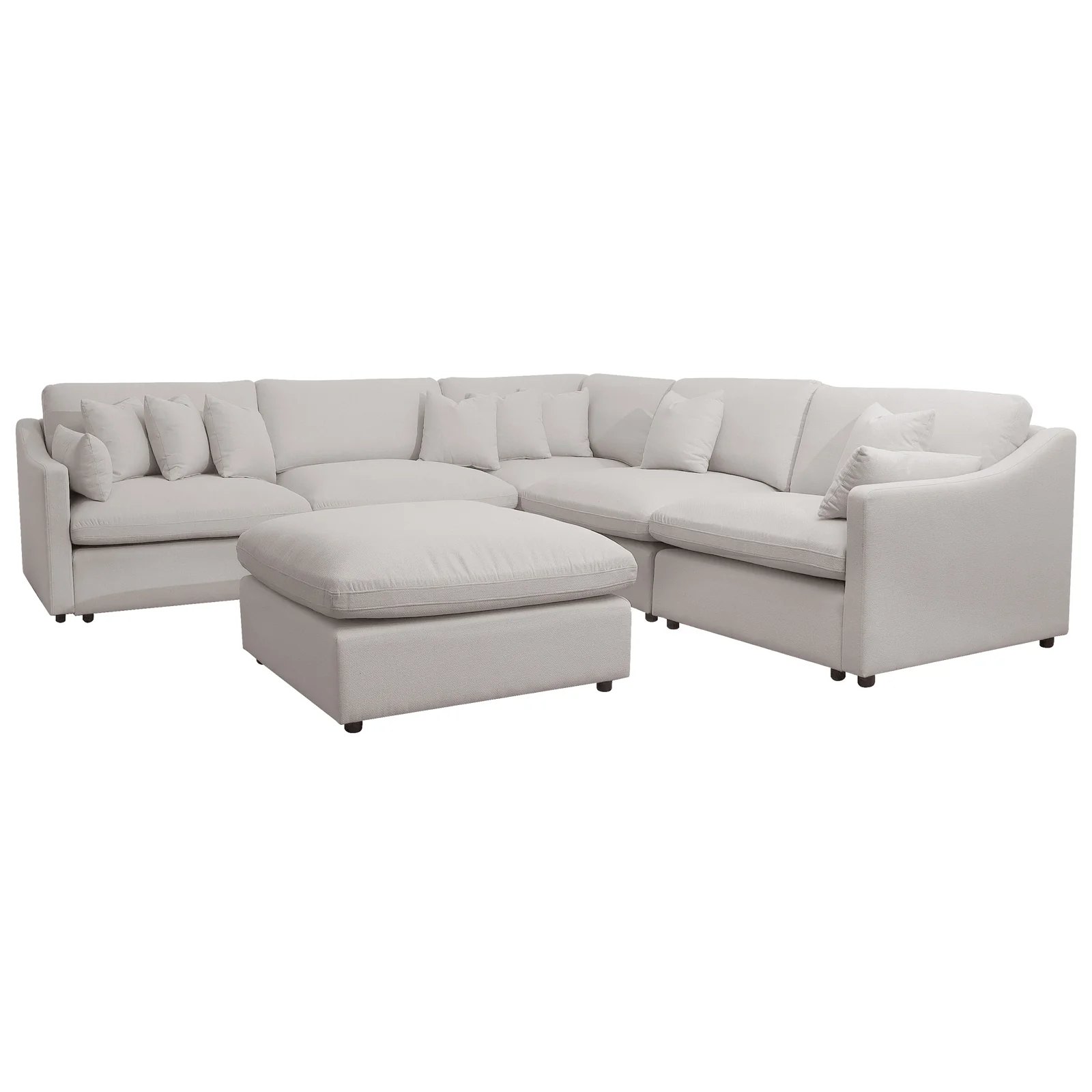 Millie 6 Seater Sectional Fabric Sofa in Warm Light Grey
