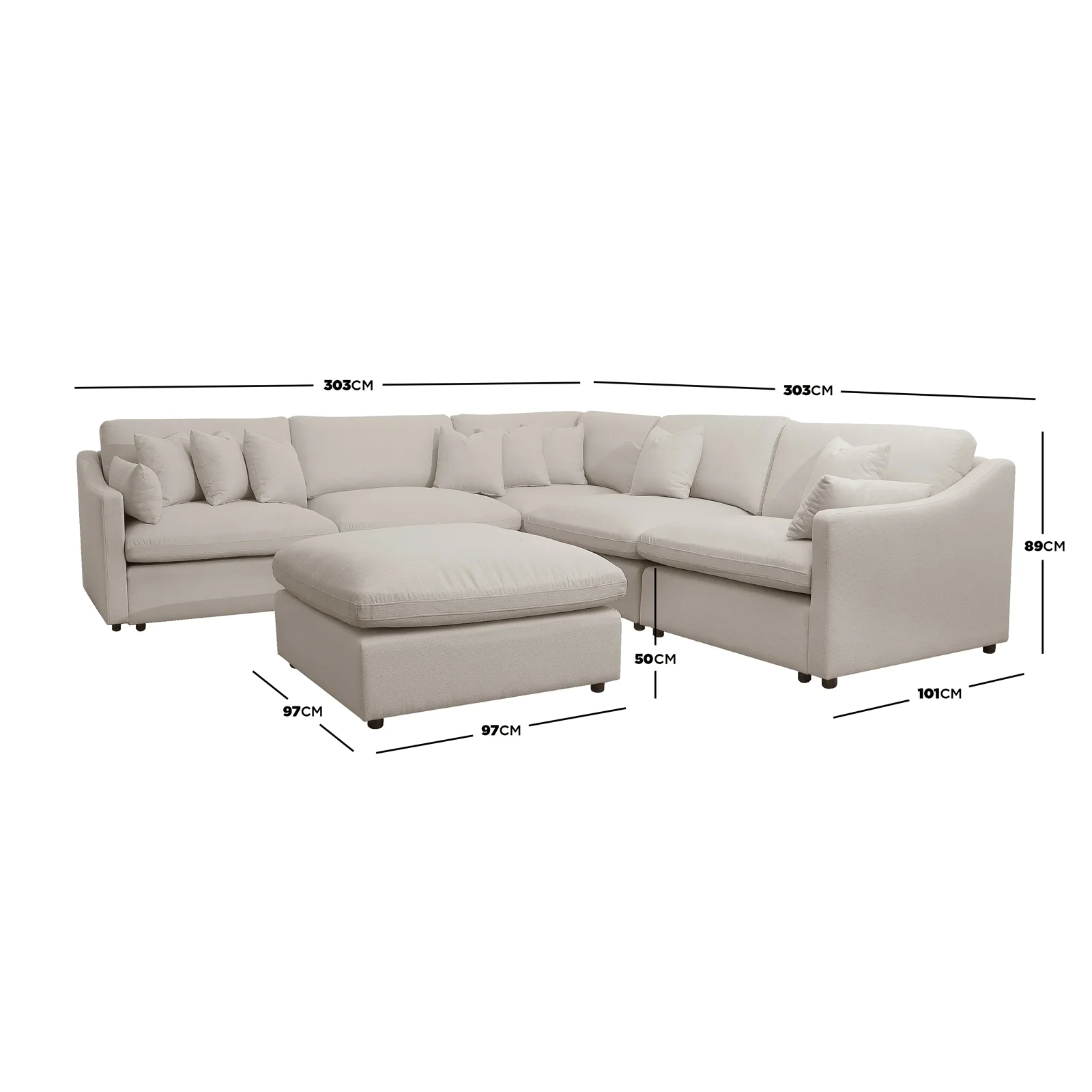 Millie 6 Seater Spill-Resistant Corner Sofa in Light Beige - Image 3