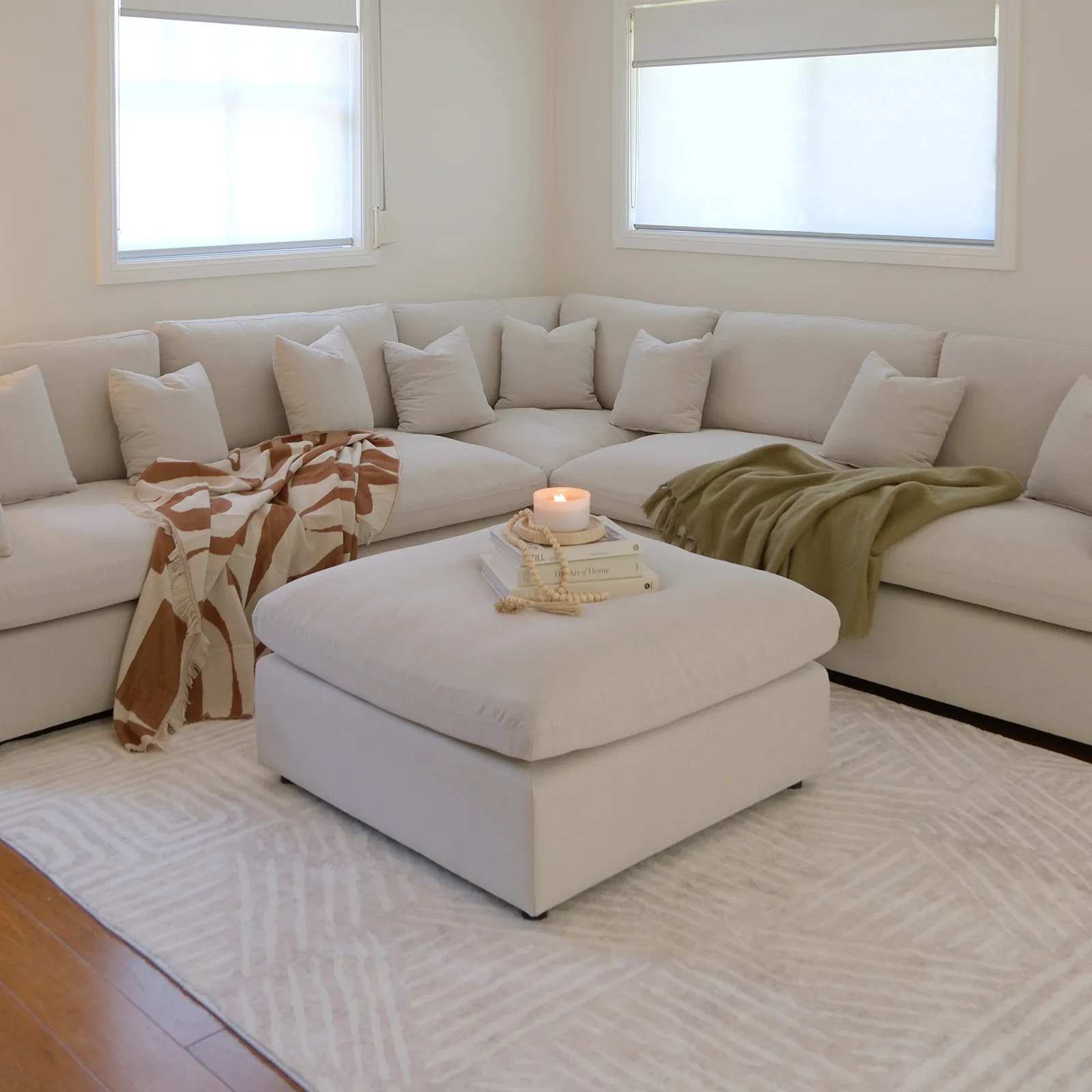 Millie 6 Seater Spill-Resistant Corner Sofa in Light Beige - Image 4
