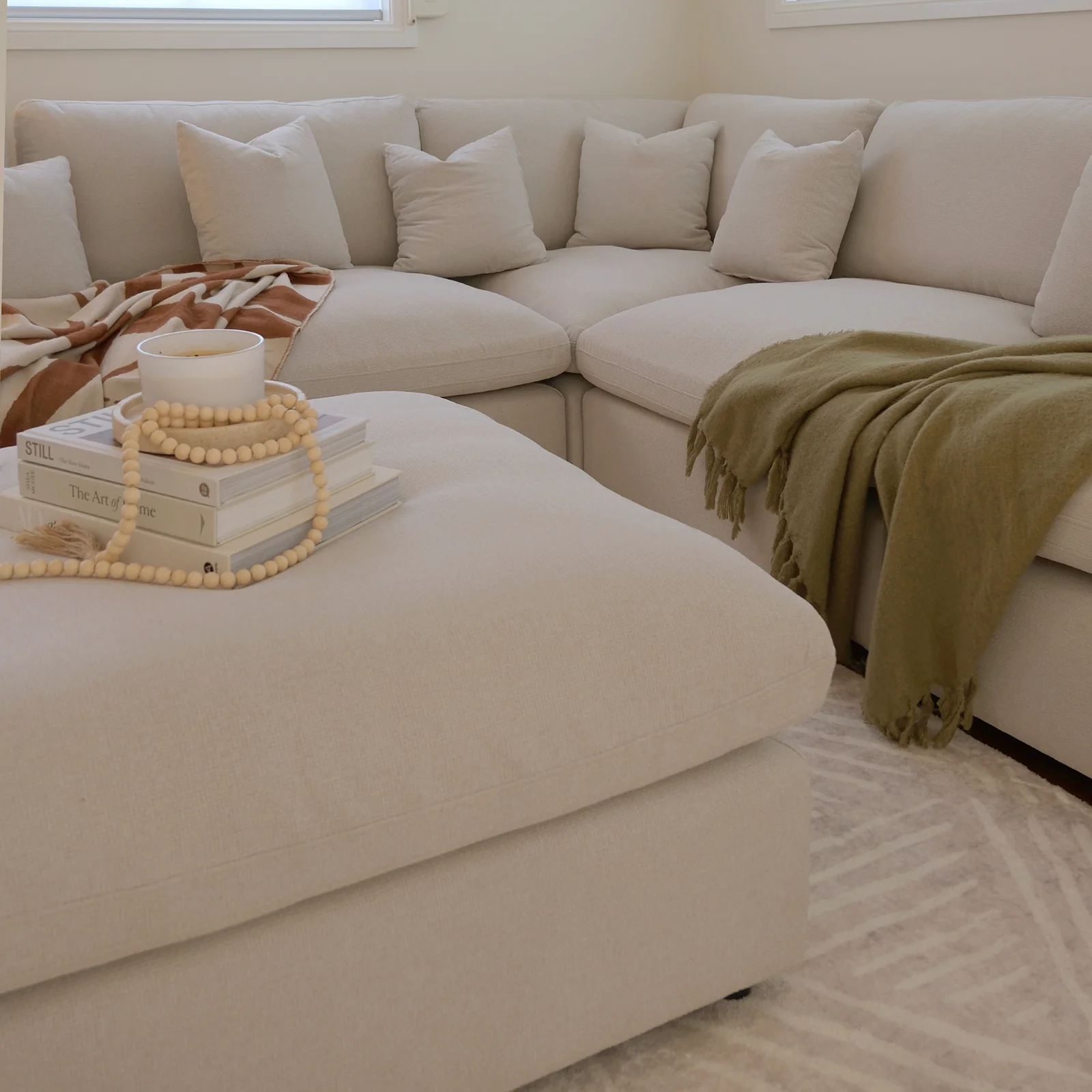 Millie 6 Seater Spill-Resistant Corner Sofa in Light Beige - Image 7