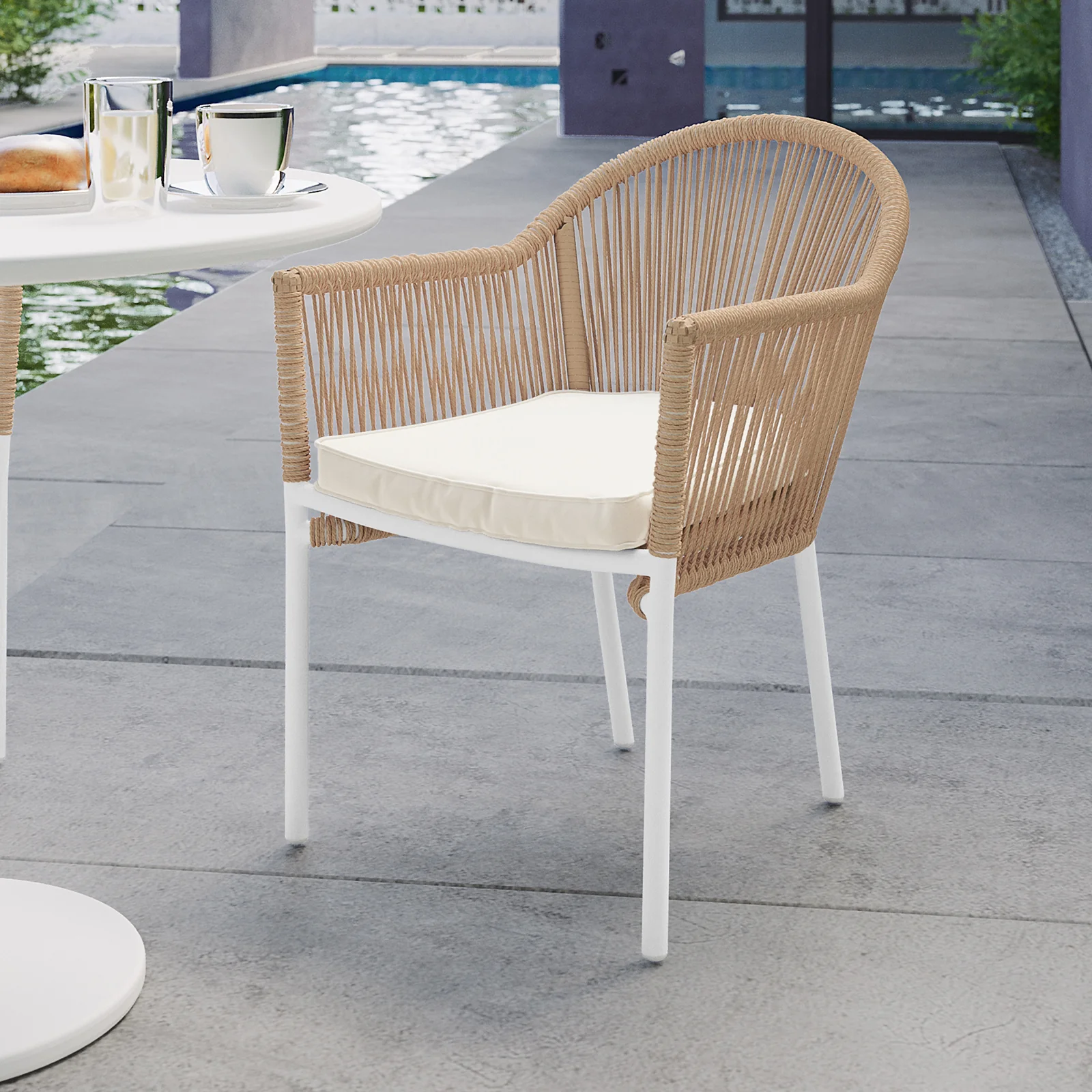 Mindanao PE Wicker Outdoor Dining Chairs Set of 2 in Natural - Image 4