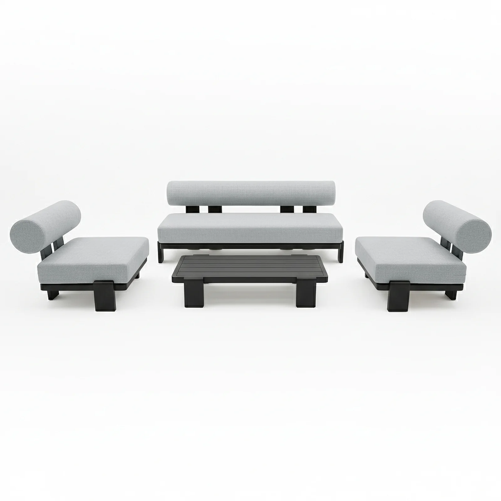 Modica 5 Seater Aluminium Outdoor Sofa Set in Black & Grey