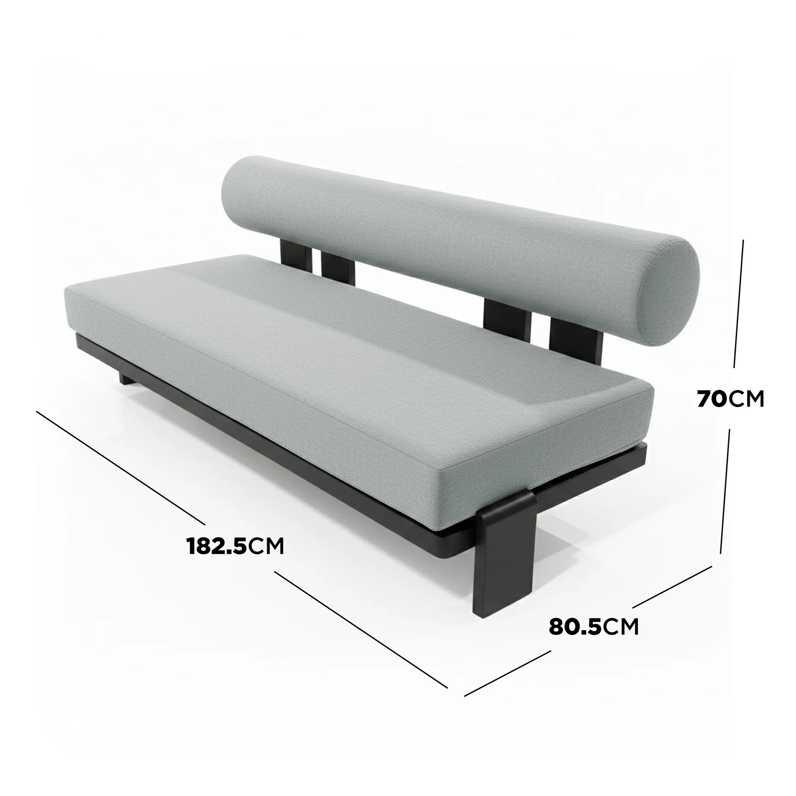 Modica 5 Seater Aluminium Outdoor Sofa Set in Black & Grey - Image 4
