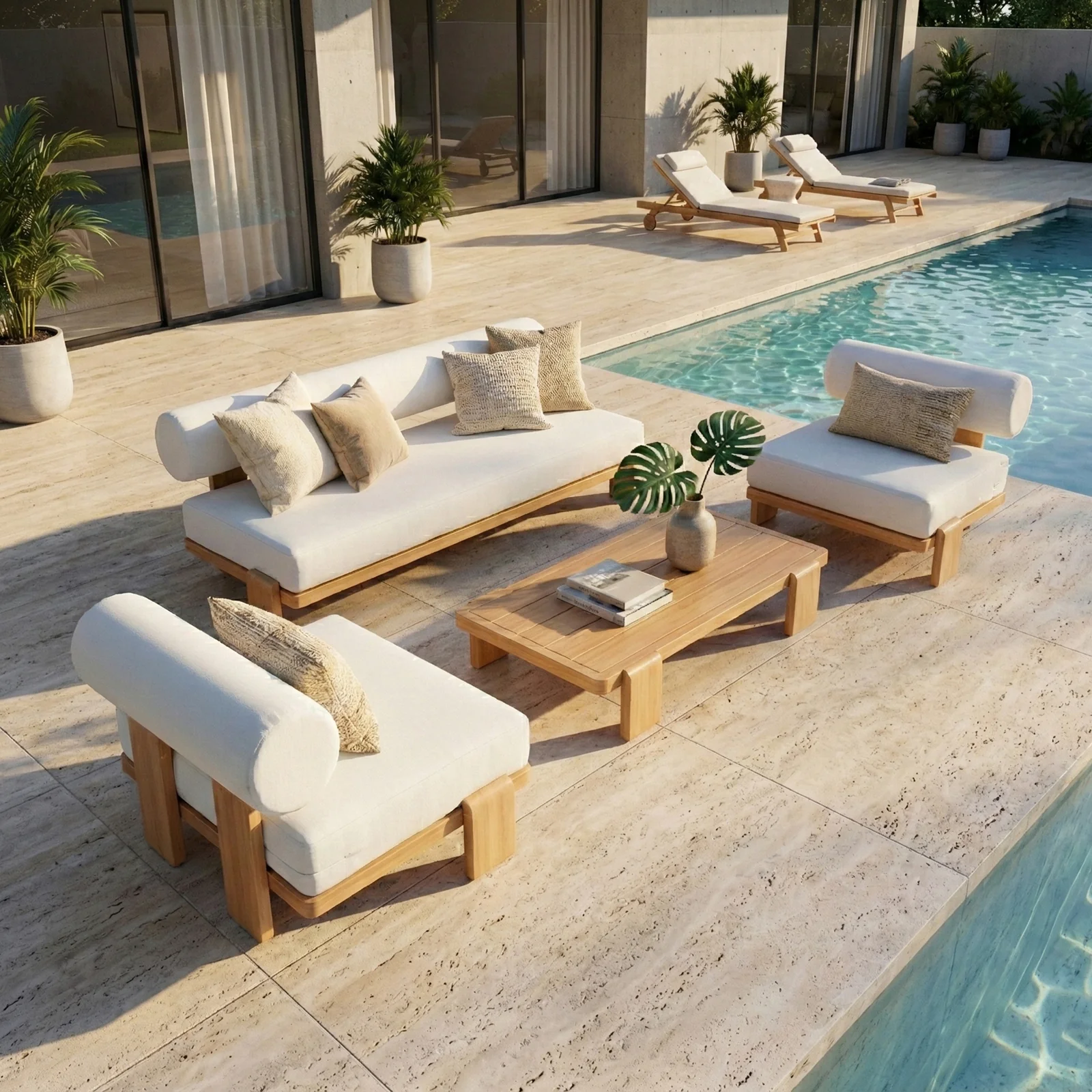 Modica 5 Seater Aluminium Outdoor Sofa Set in White - Image 7