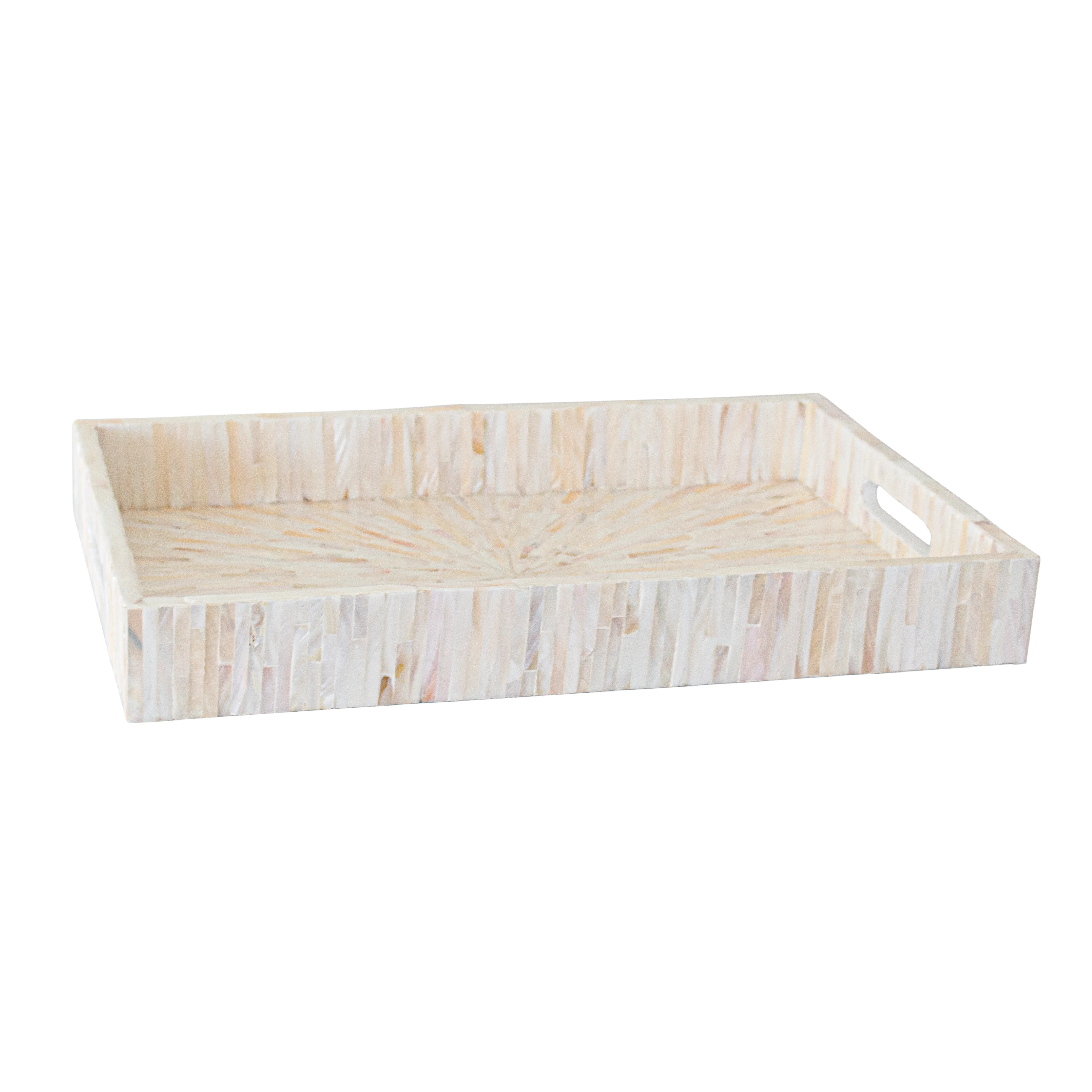 Nanaya 45cm Mother of Pearl Decorative Tray in Cream Beige
