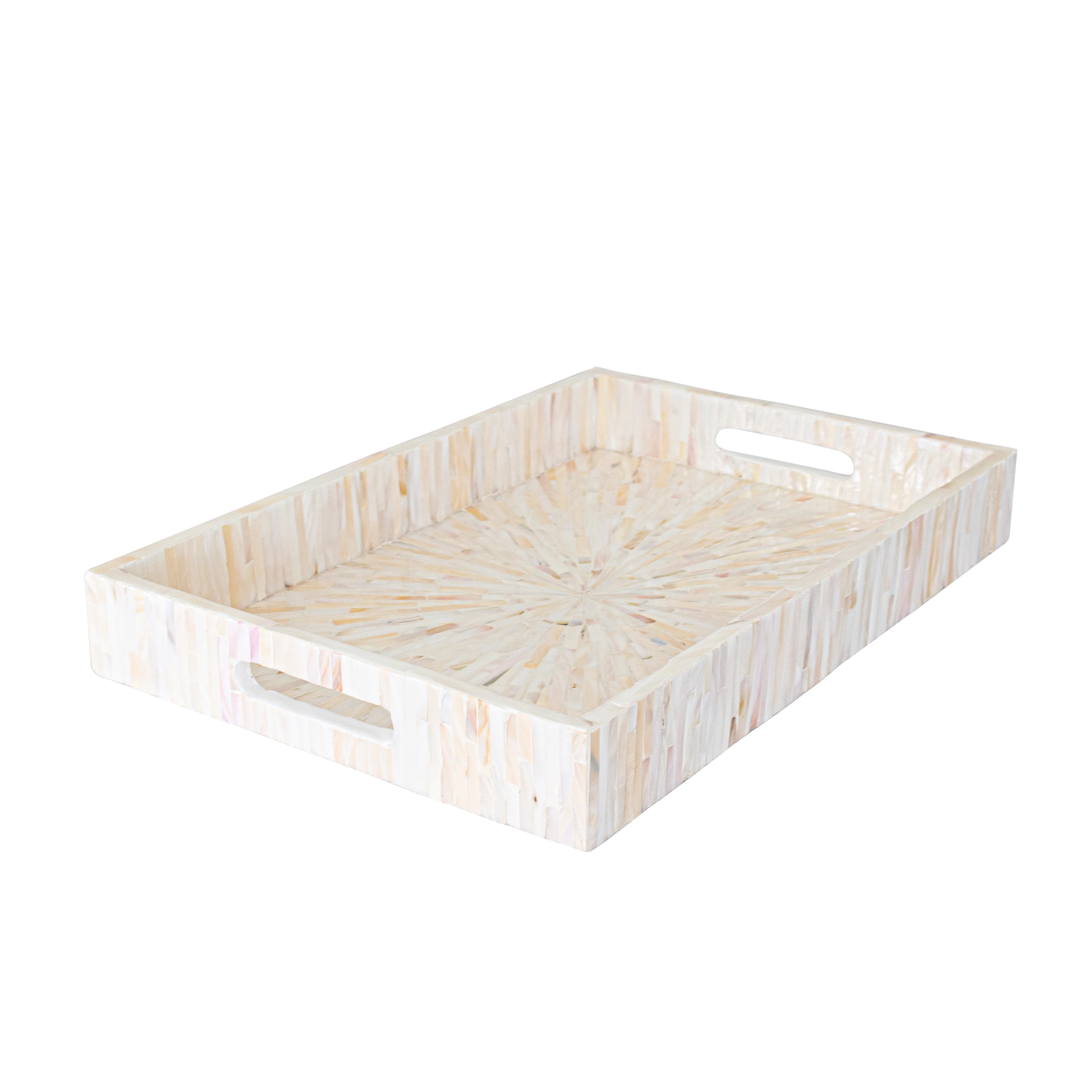 Nanaya 45cm Mother of Pearl Decorative Tray in Cream Beige - Image 5