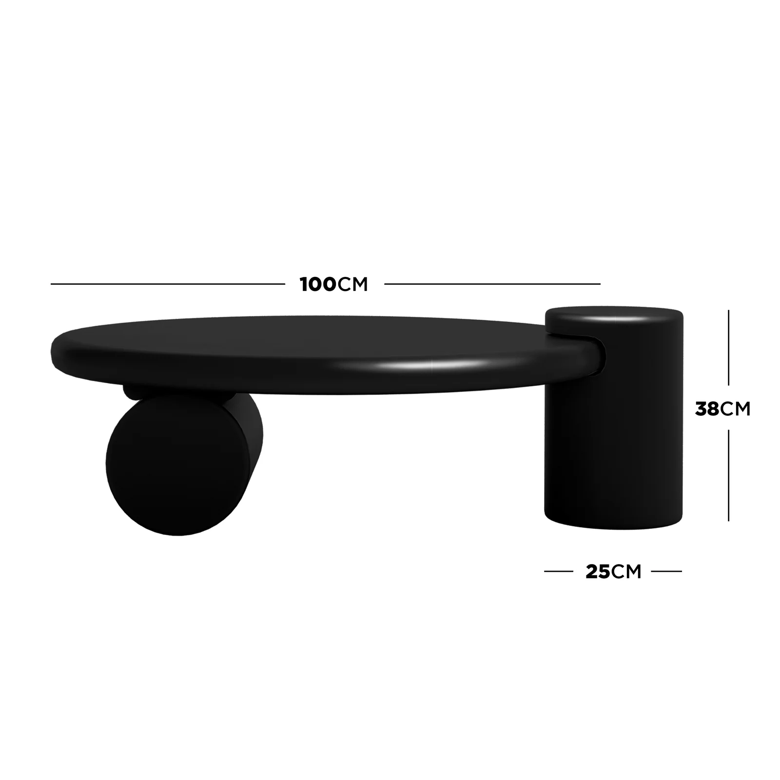 Nando 100cm Modern Round Coffee Table in Black - Image 3