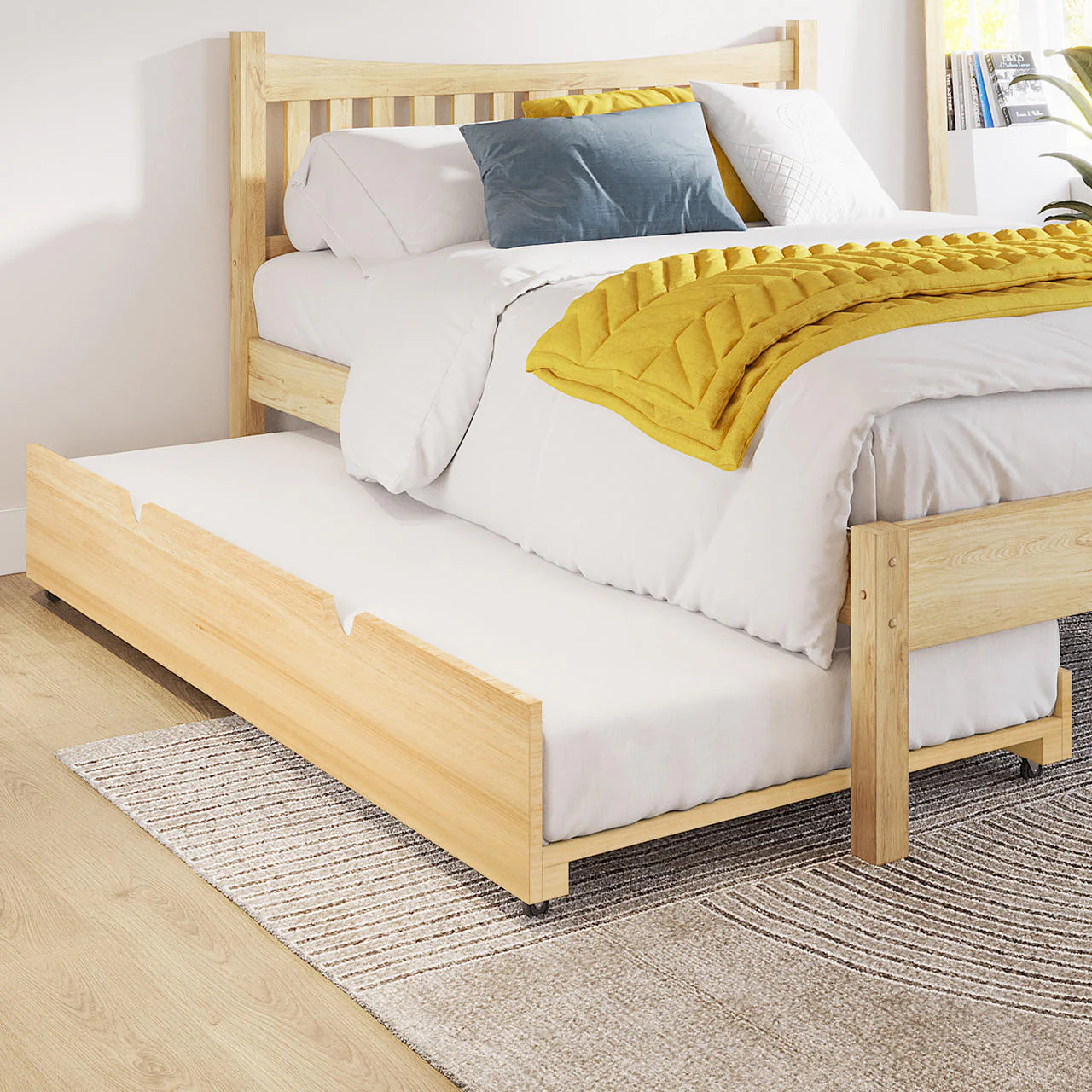 Narell Single Natural Pine Trundle Bed - Image 2