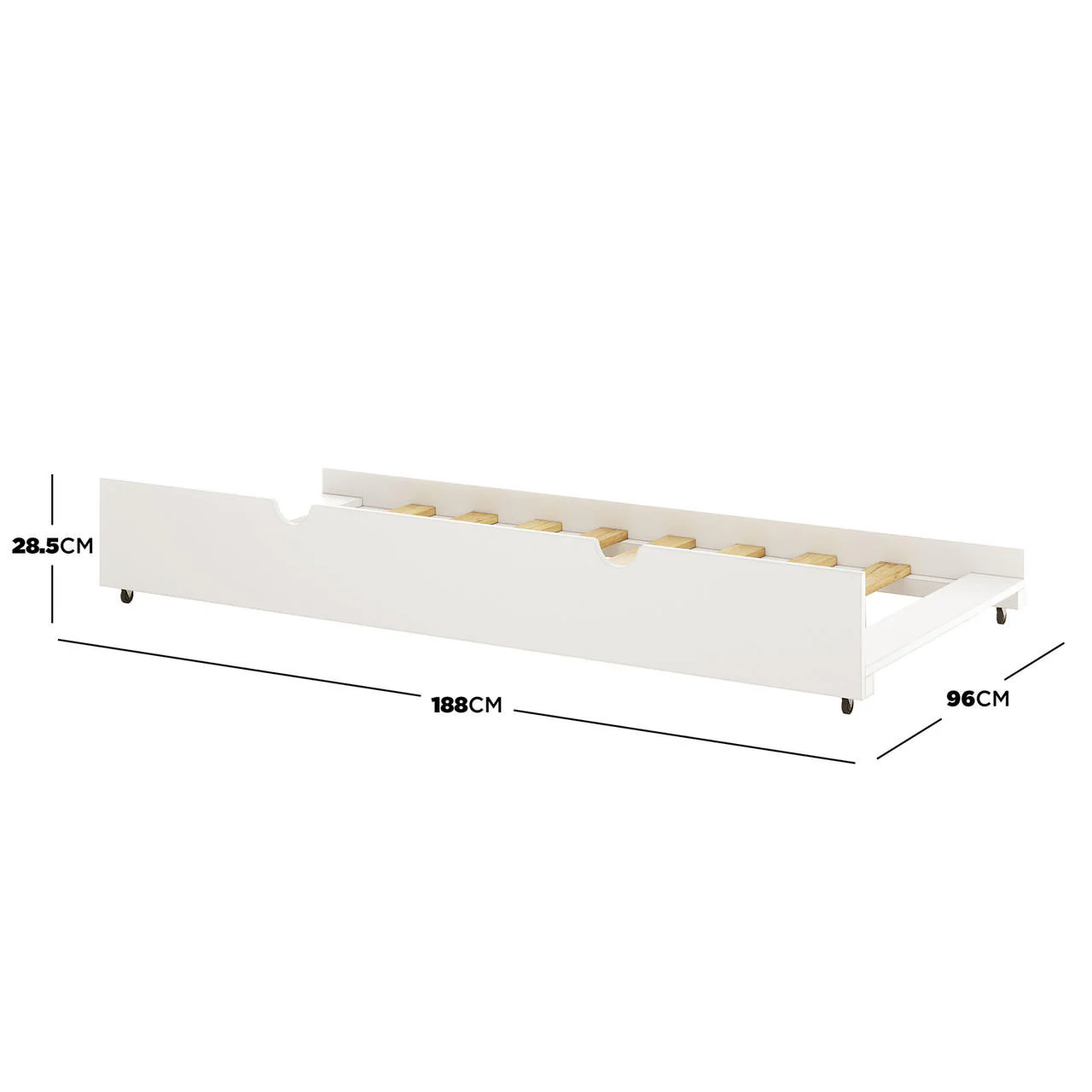 Narell Single Natural Pine Trundle Bed in White - Image 3
