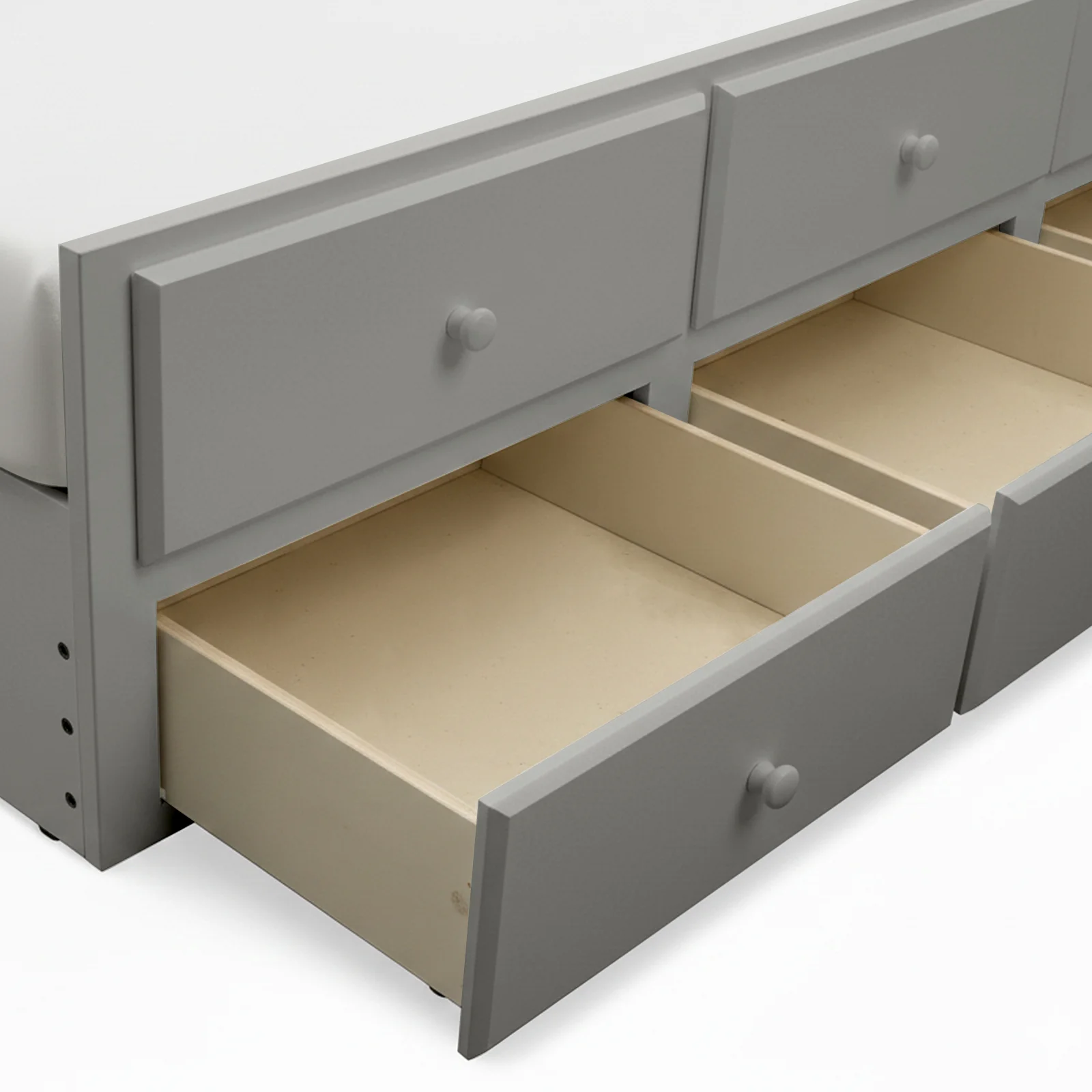 Nash Solid Wood Triple Bunk Bed with Storage Trundle in Grey - Image 6