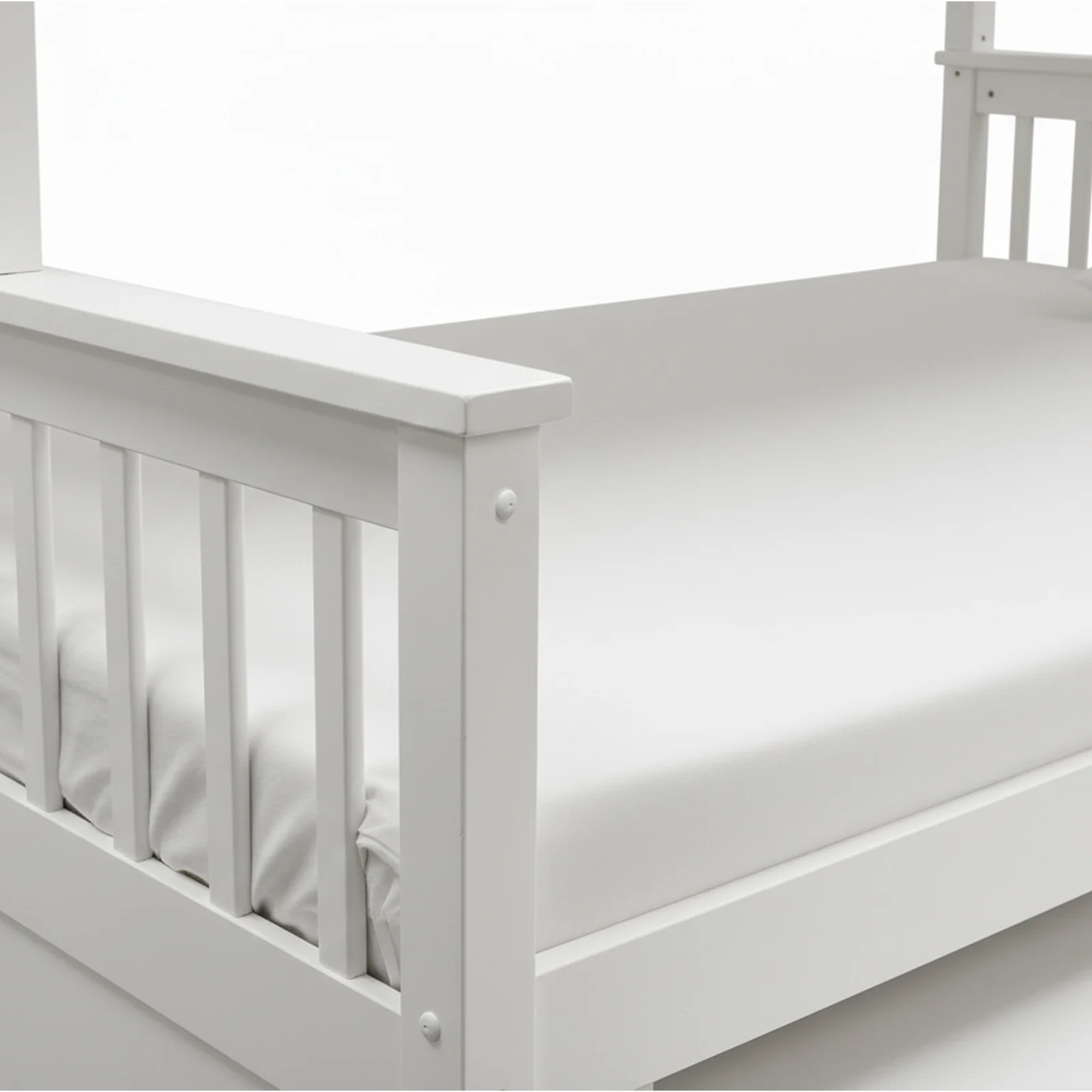Nash Solid Wood Triple Bunk Bed with Storage Trundle in White - Image 6