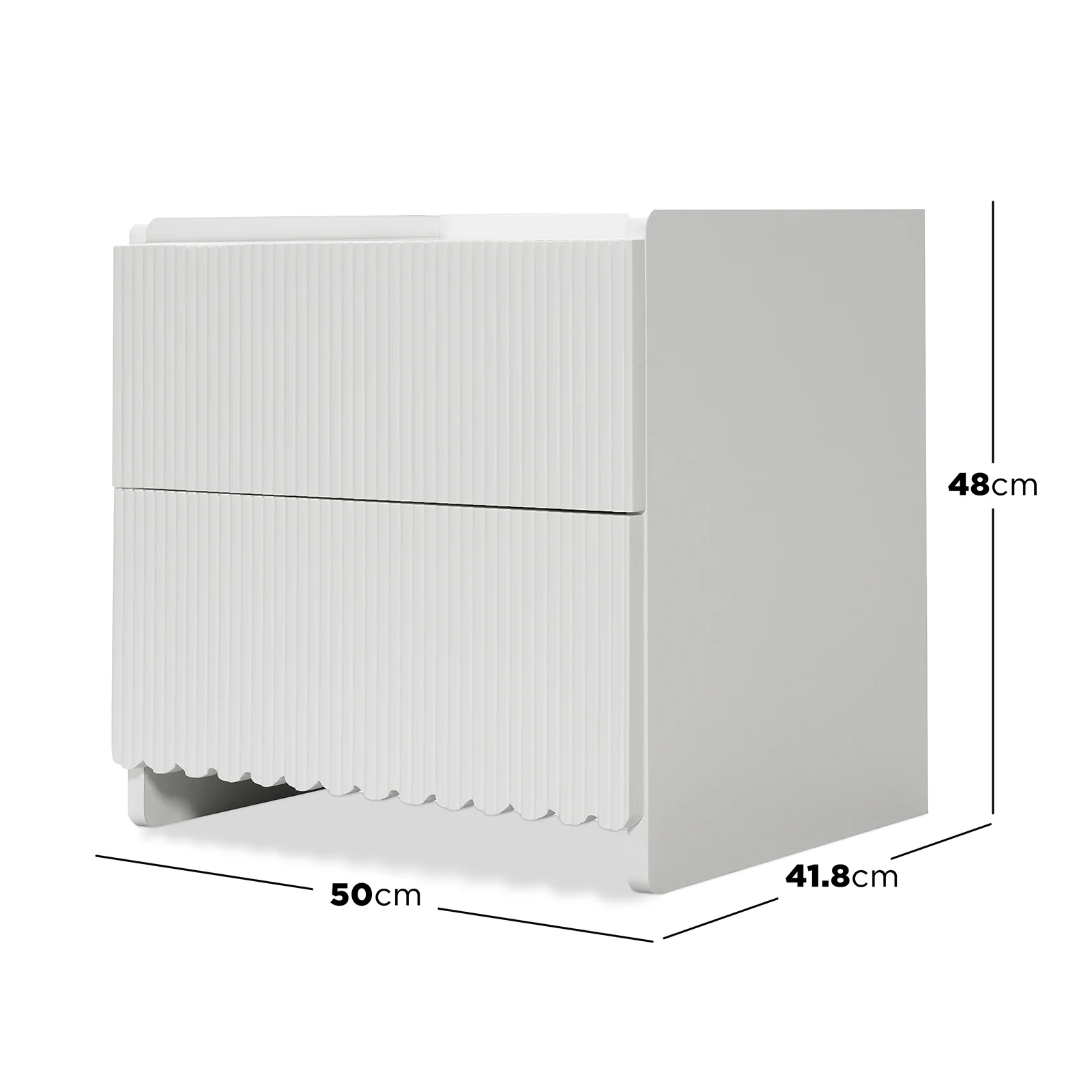 Nasrin 2 Drawer Bedside Table in White - Image 3