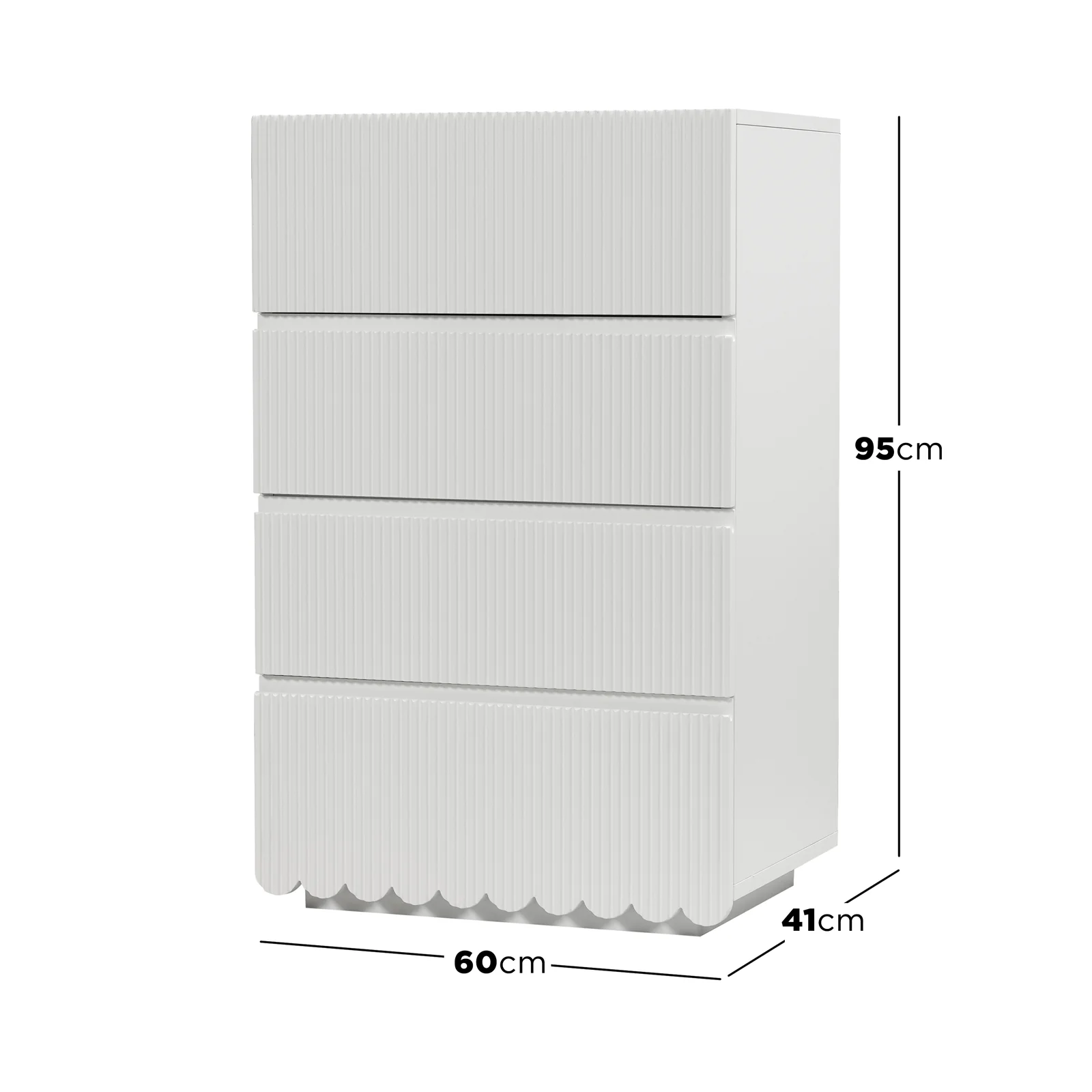 Nasrin 60cm Tallboy Dresser with Drawers in White - Image 10