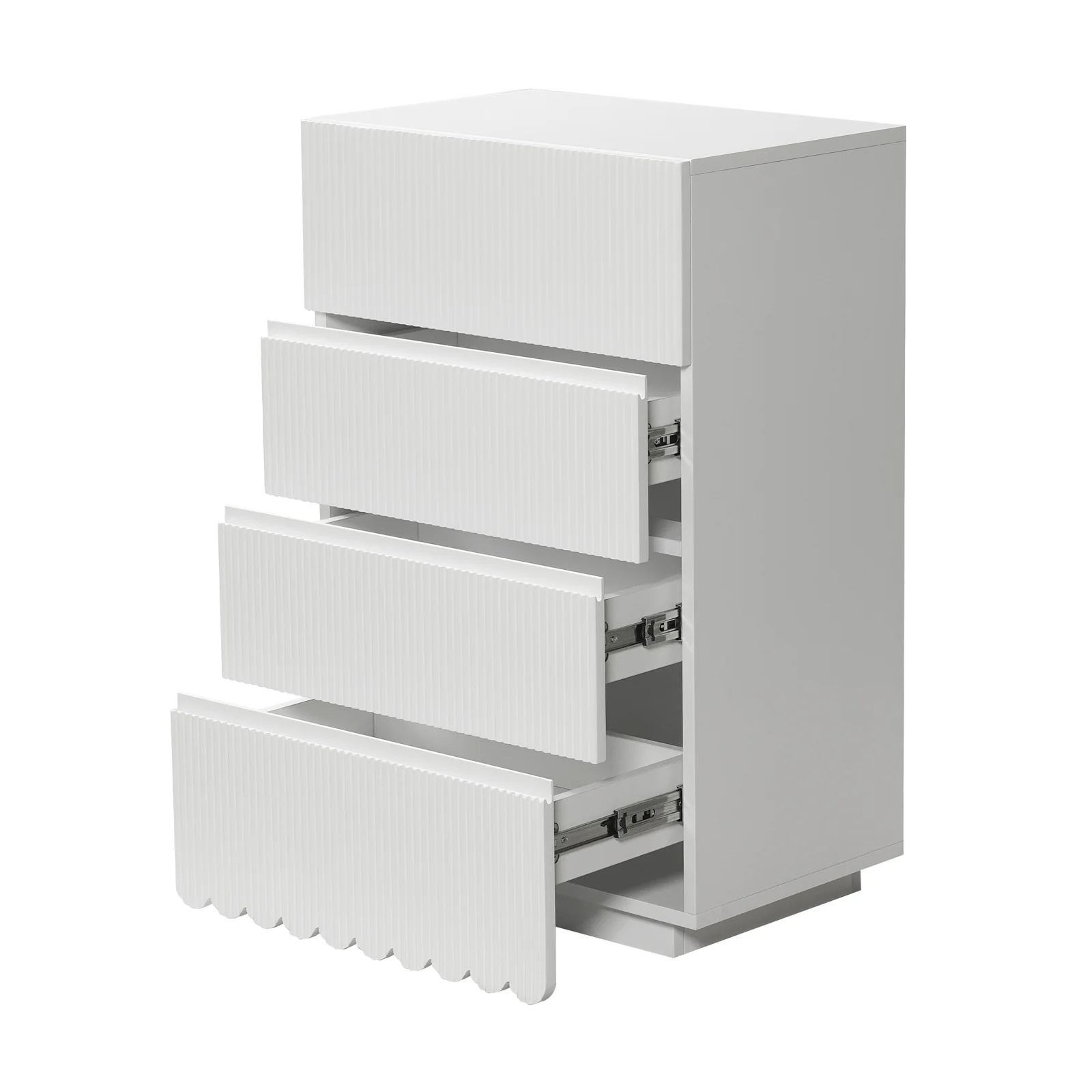 Nasrin 60cm Tallboy Dresser with Drawers in White - Image 5