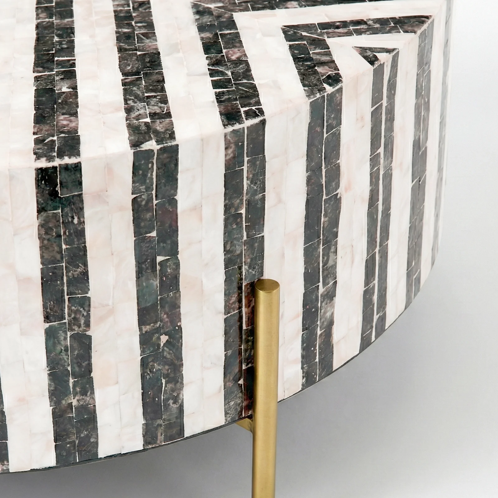 Naya Round Mother of Pearl Coffee Table in Bone Stripes - Image 3