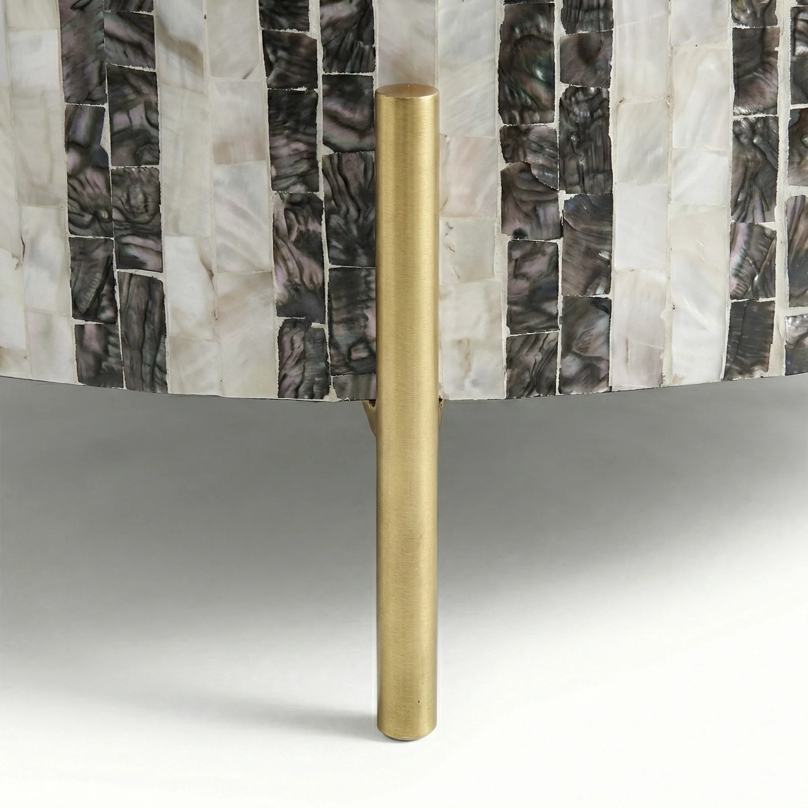 Naya Round Mother of Pearl Coffee Table in Bone Stripes - Image 4