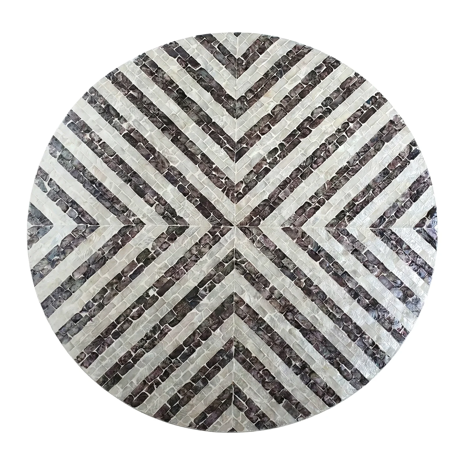 Naya Round Mother of Pearl Coffee Table in Bone Stripes - Image 9