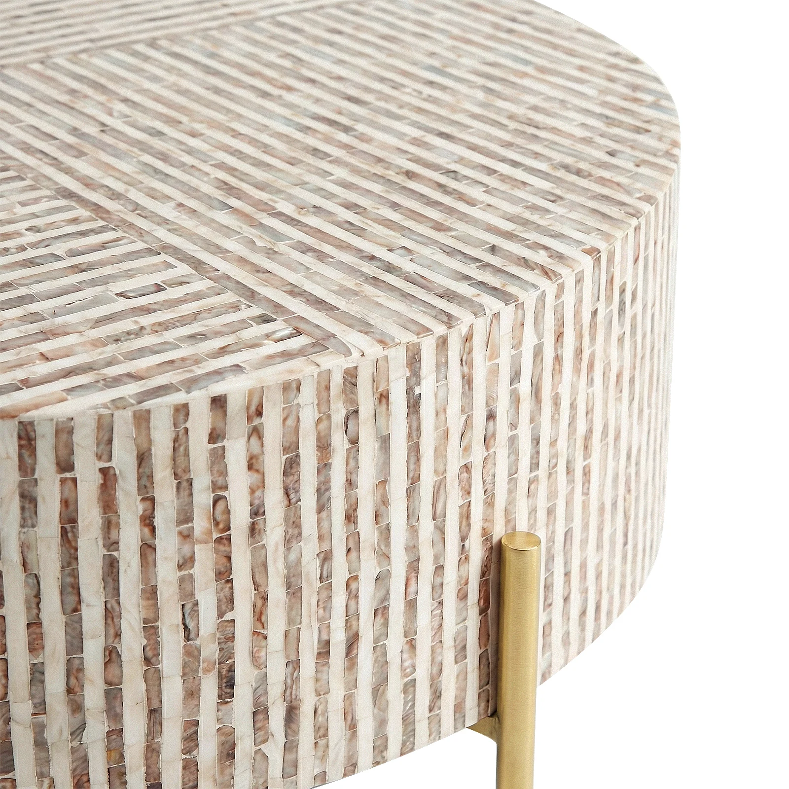 Naya Round Mother of Pearl Coffee Table in Mocha Cream - Image 3