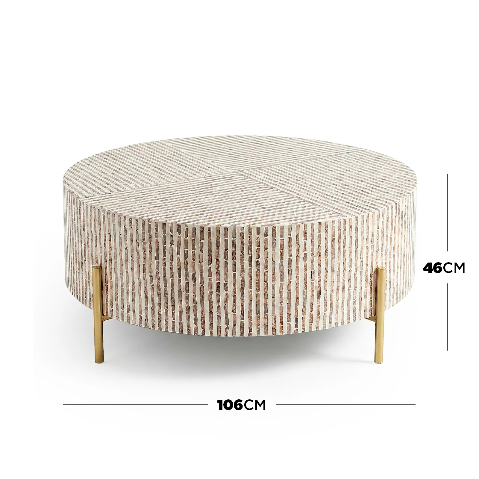 Naya Round Mother of Pearl Coffee Table in Mocha Cream - Image 5