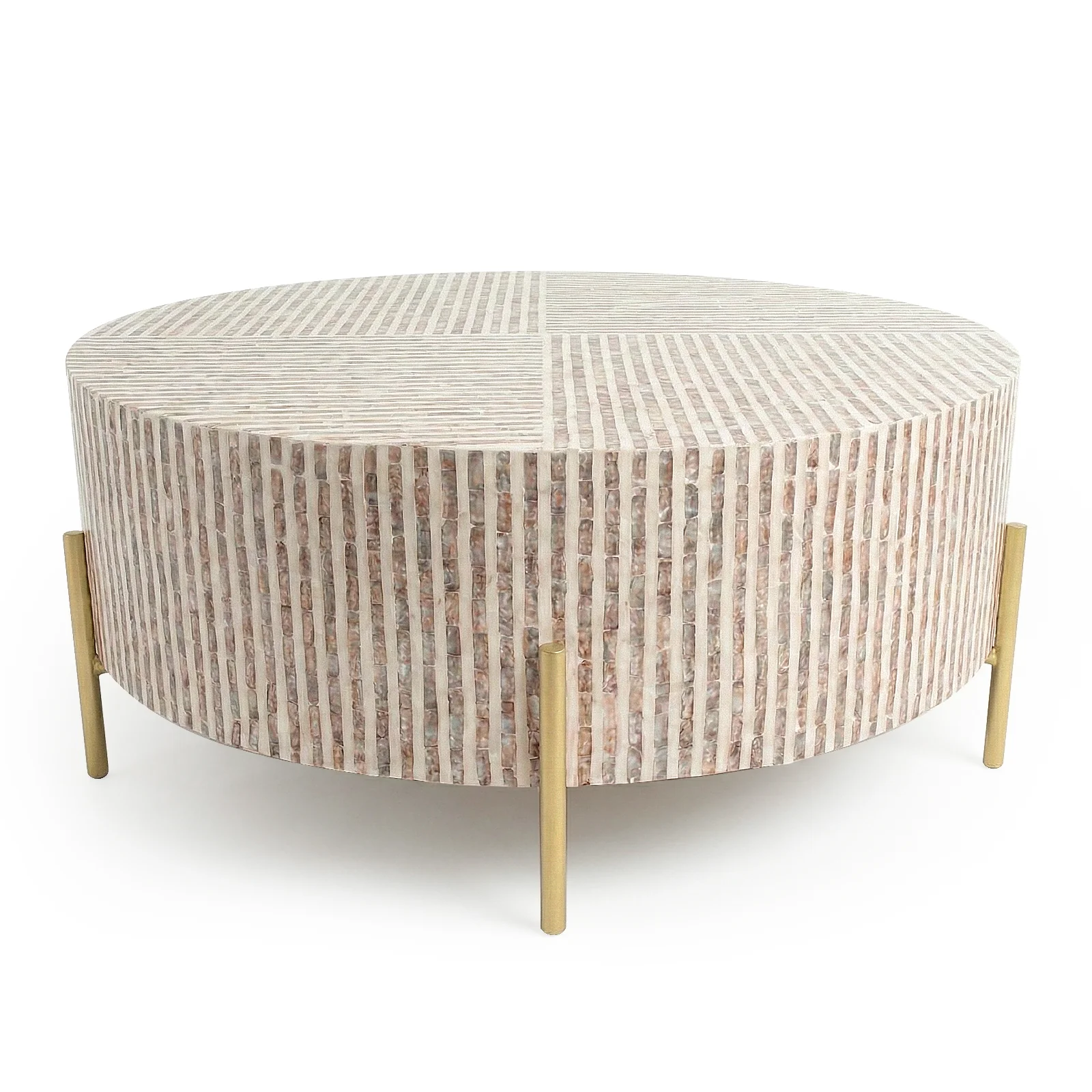 Naya Round Mother of Pearl Coffee Table in Mocha Cream - Image 8