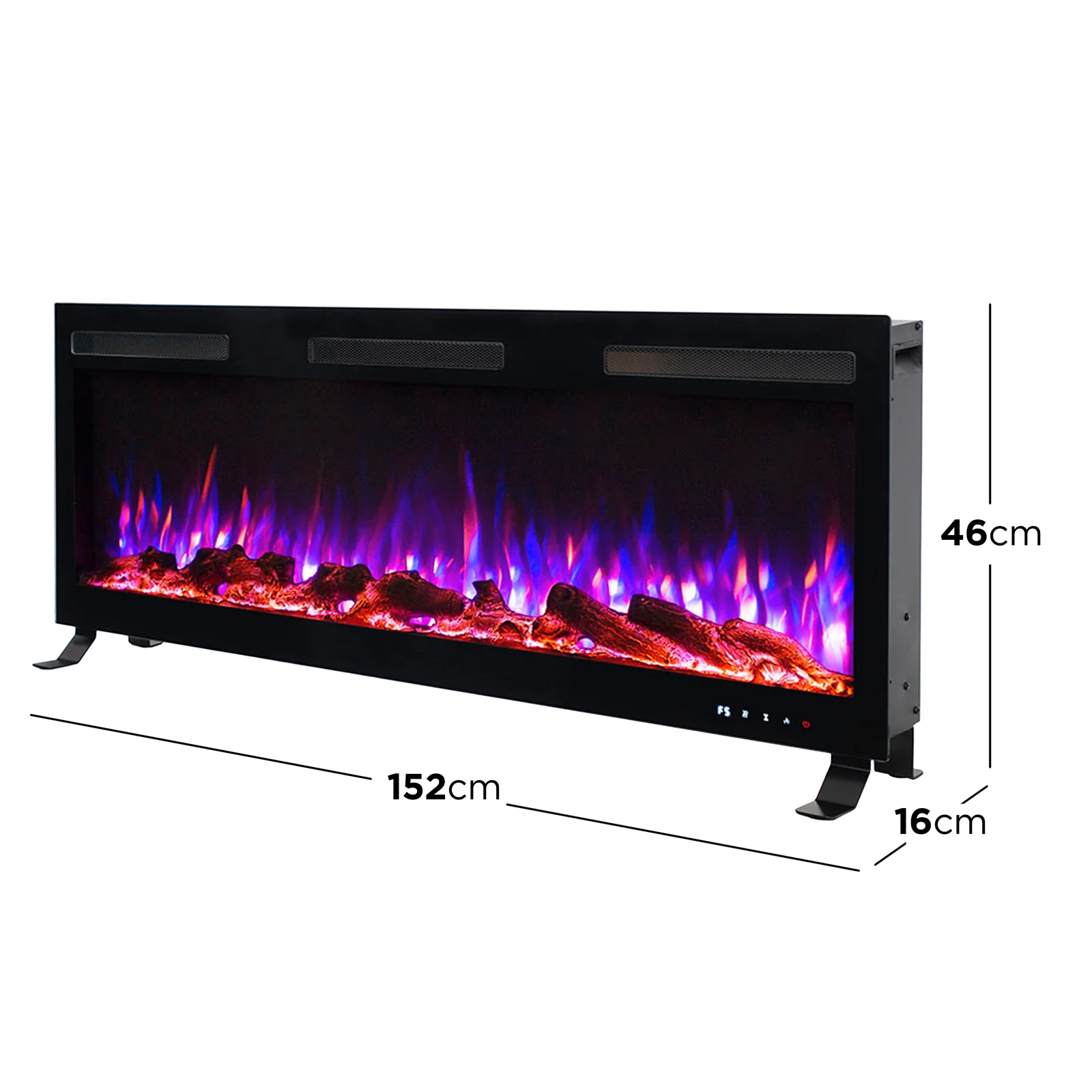 Nebraska 1500W Wall Mounted LED Electric Fireplace in Black - Image 3
