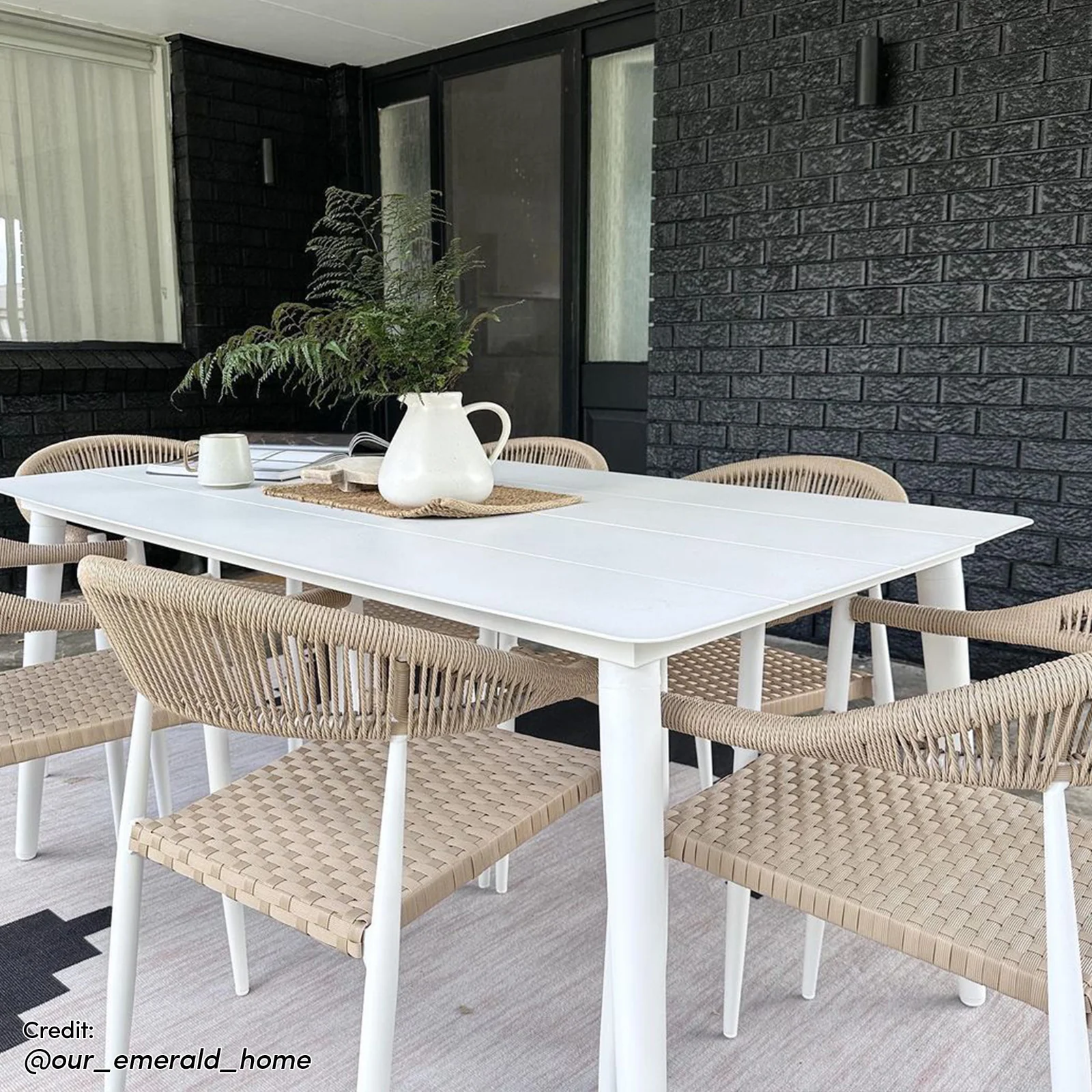 Nemma 6 Seater Aluminium Outdoor Dining Set in Natural - Image 13