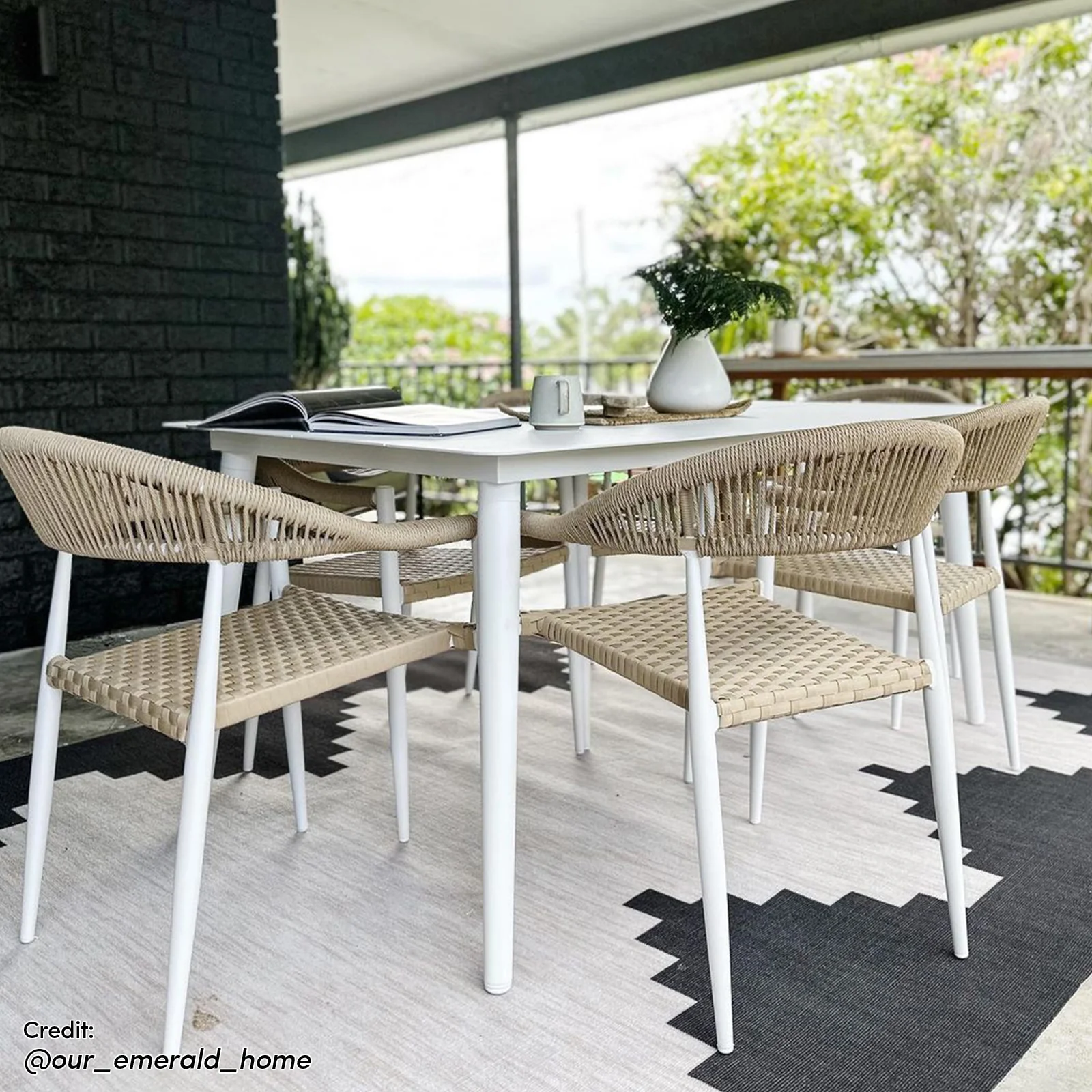 Nemma 6 Seater Aluminium Outdoor Dining Set in Natural - Image 14