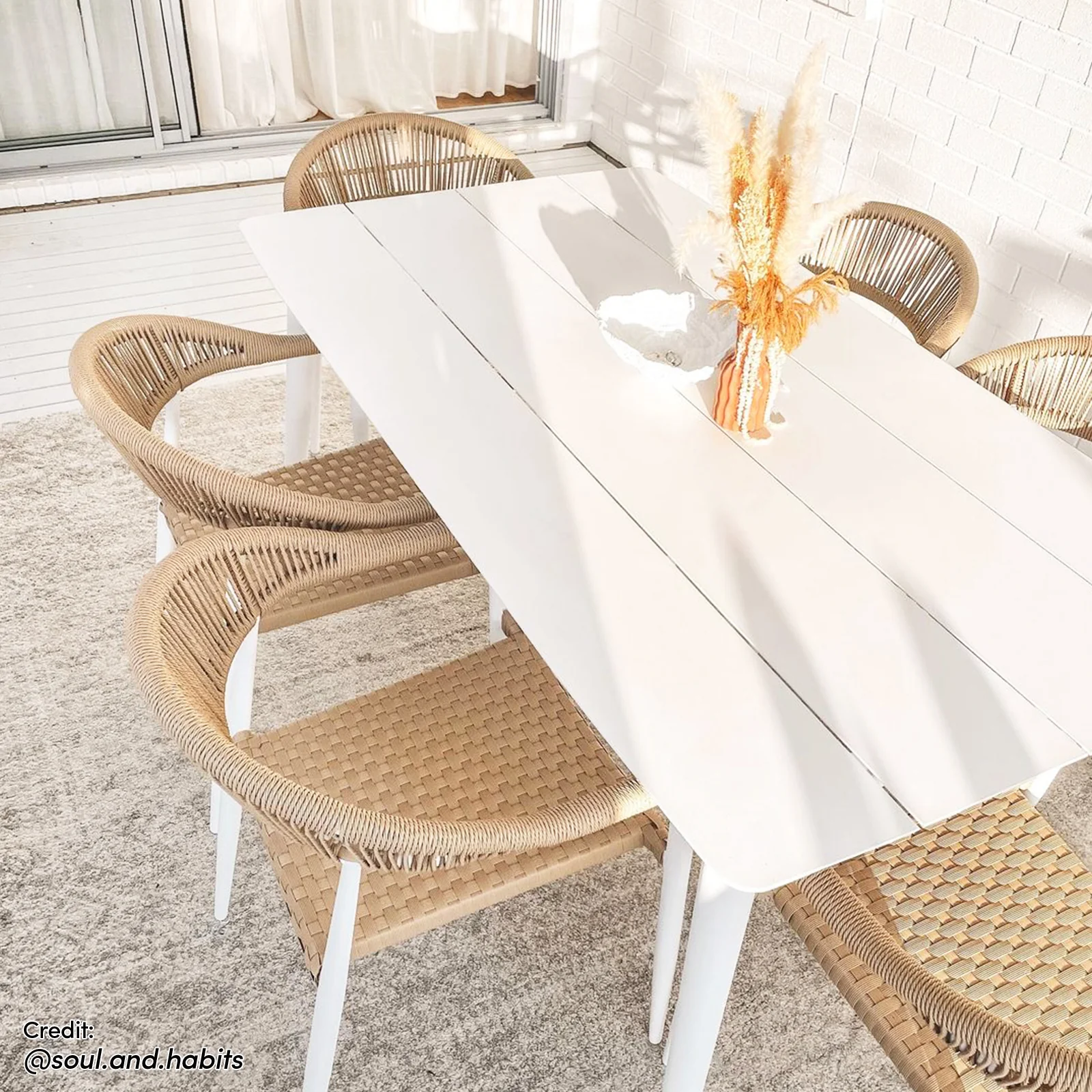 Nemma 6 Seater Aluminium Outdoor Dining Set in Natural - Image 16