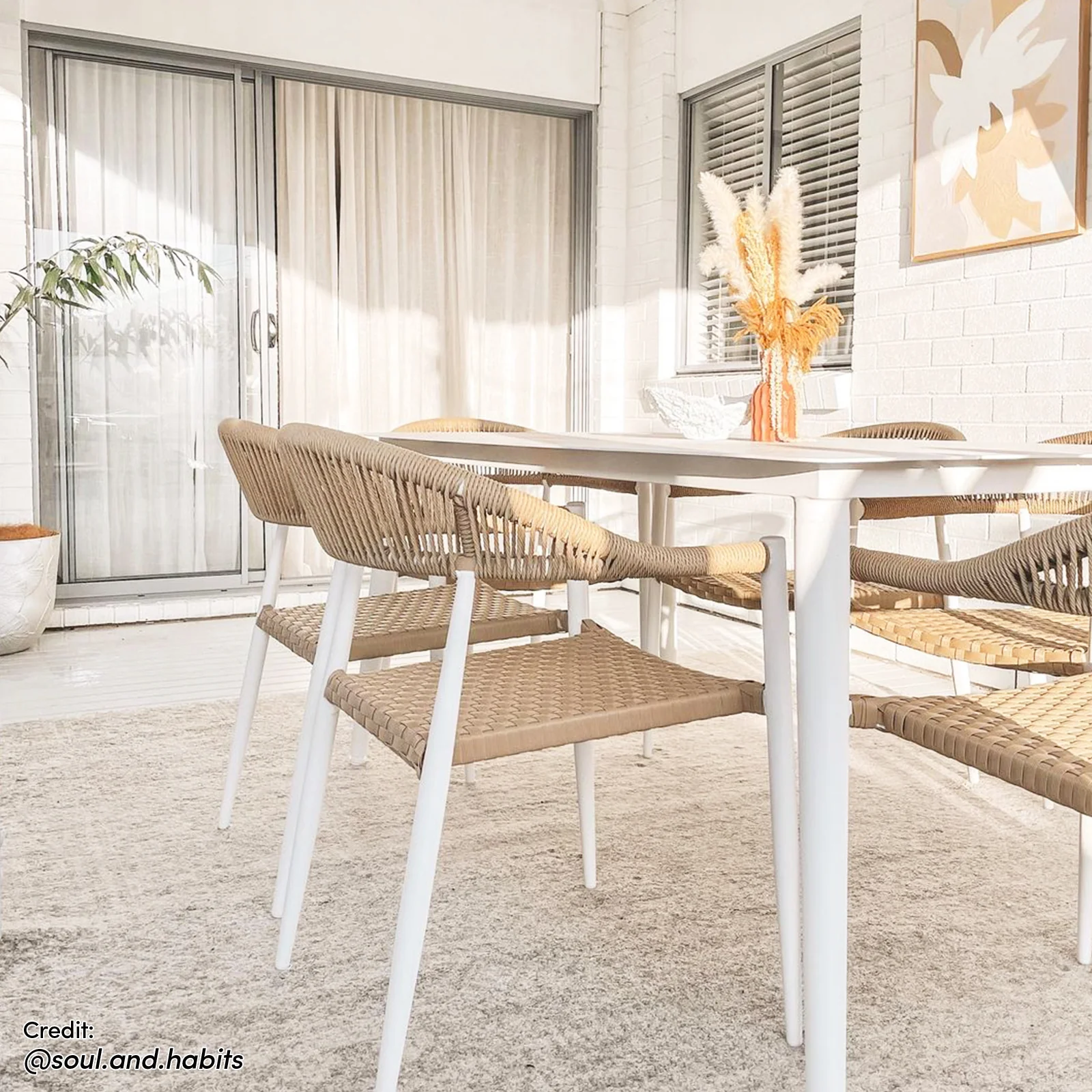 Nemma 6 Seater Aluminium Outdoor Dining Set in Natural - Image 17