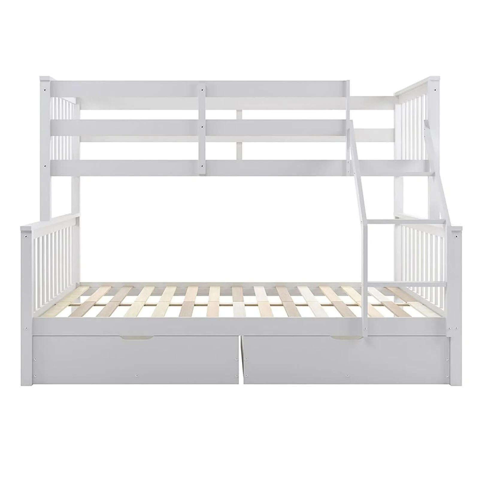 Nero Natural Pine Wood Bunk Bed with Twin Drawers in White - Image 4