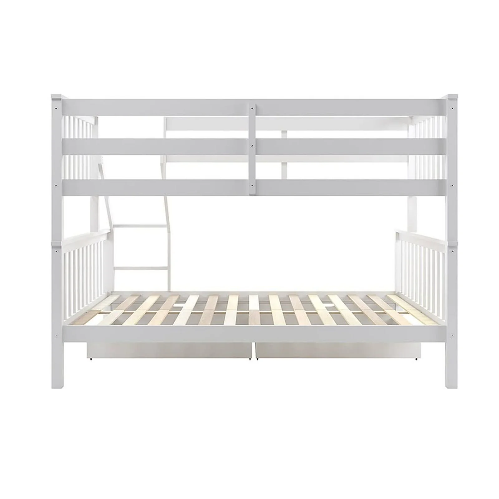 Nero Natural Pine Wood Bunk Bed with Twin Drawers in White - Image 6