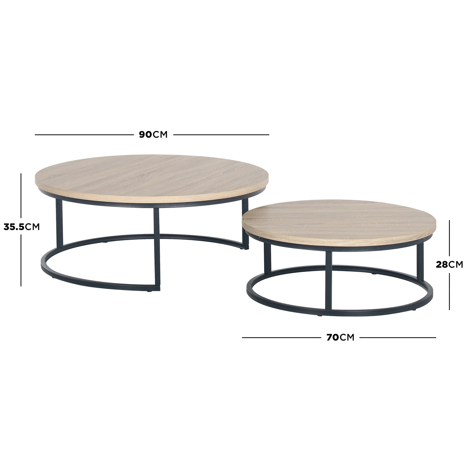 Nevada Round Nesting Coffee Table Set in Natural - Image 3