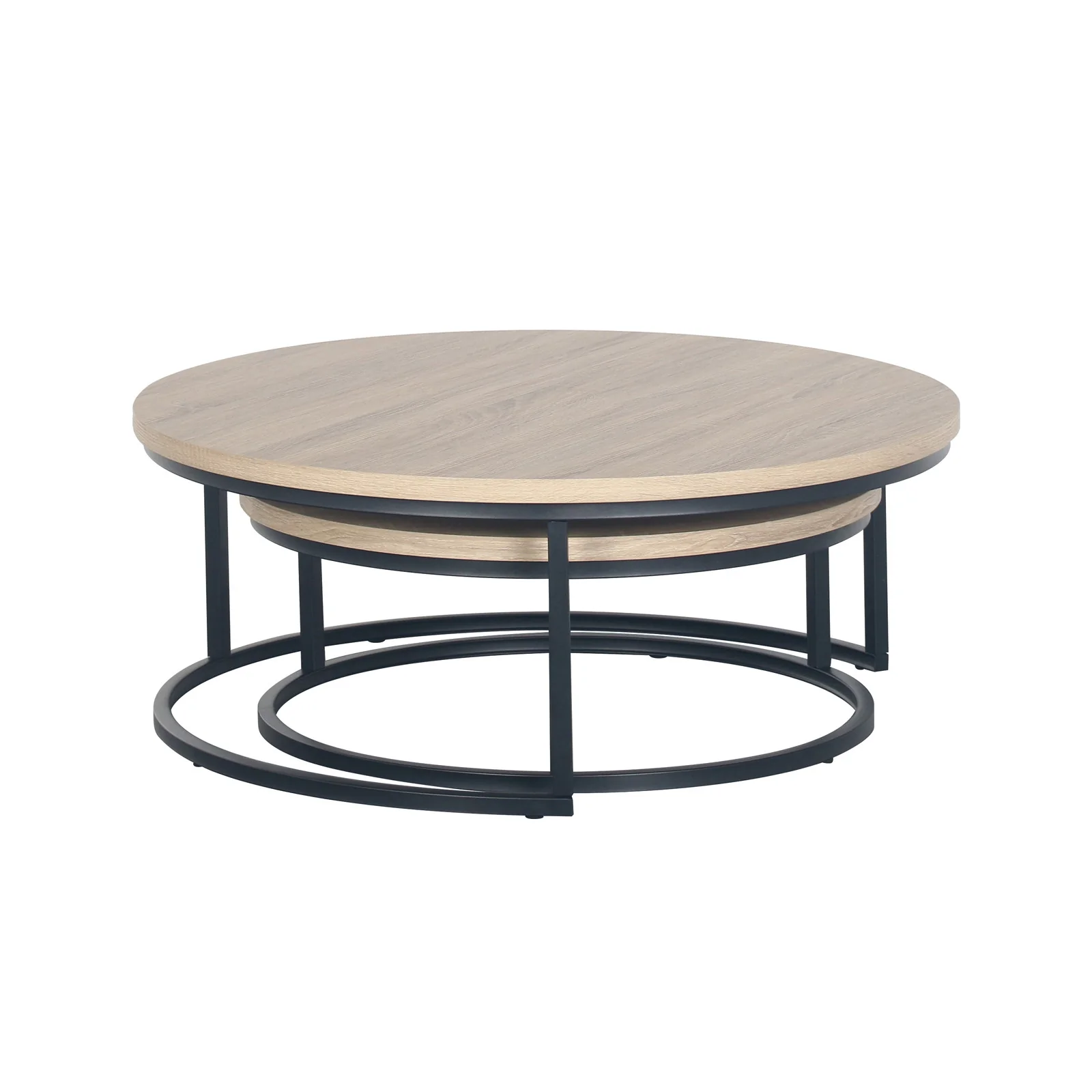 Nevada Round Nesting Coffee Table Set in Natural - Image 4