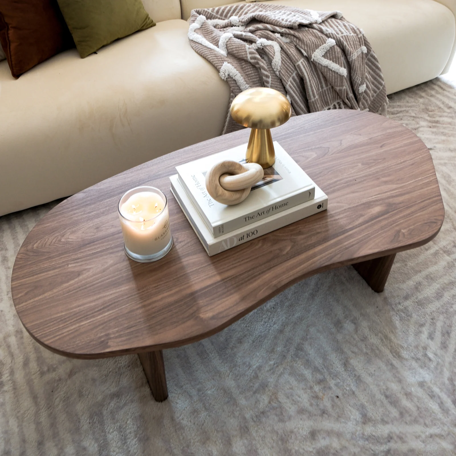 Nicole 120cm Coffee Table with Organic Curve in Walnut - Image 2
