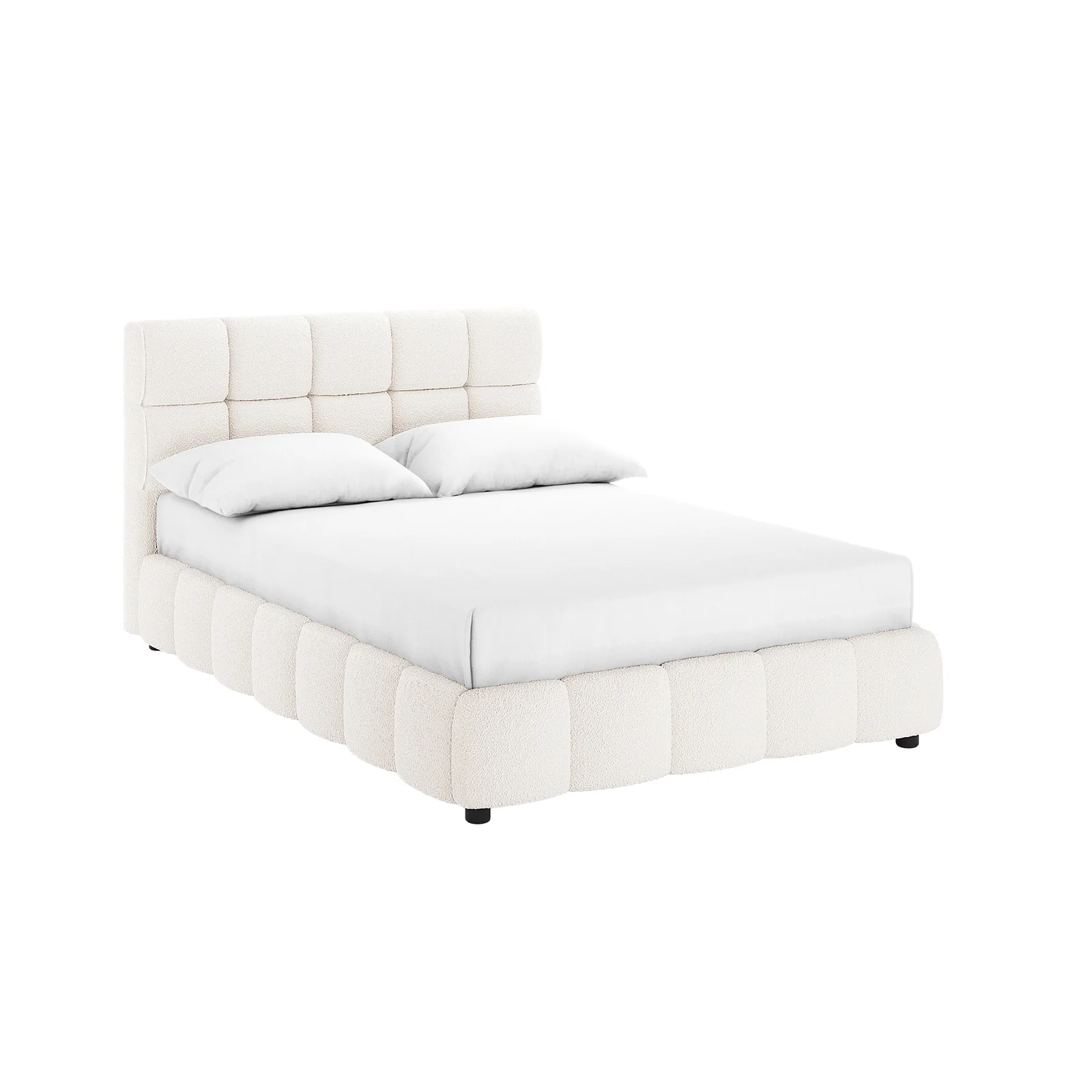 Nikias Double Boucle Fabric Bed Frame in Cream White - Image 5