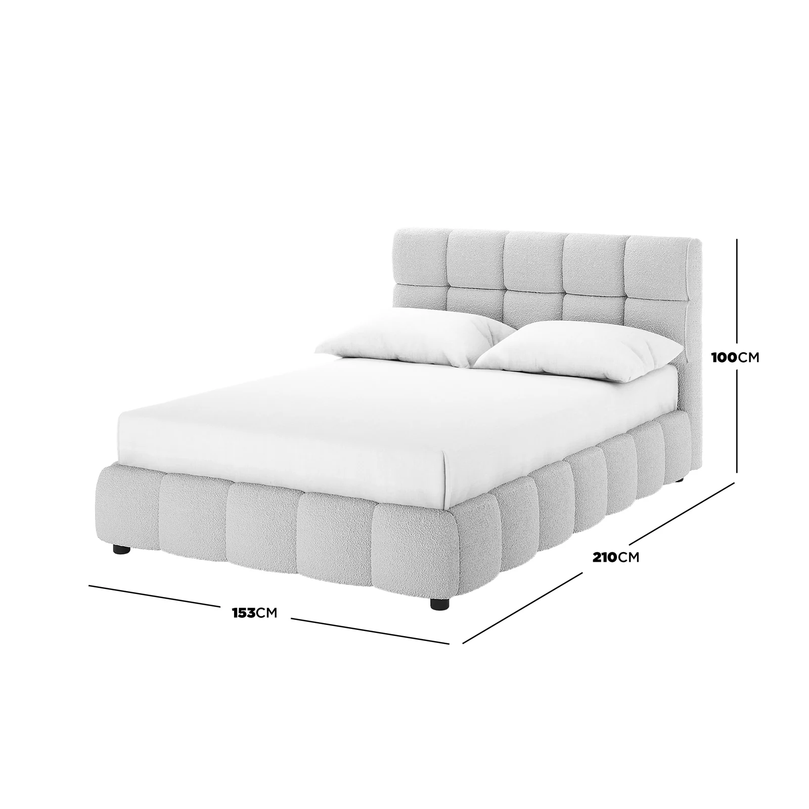 Nikias Double Boucle Fabric Bed Frame in Light Grey - Image 3