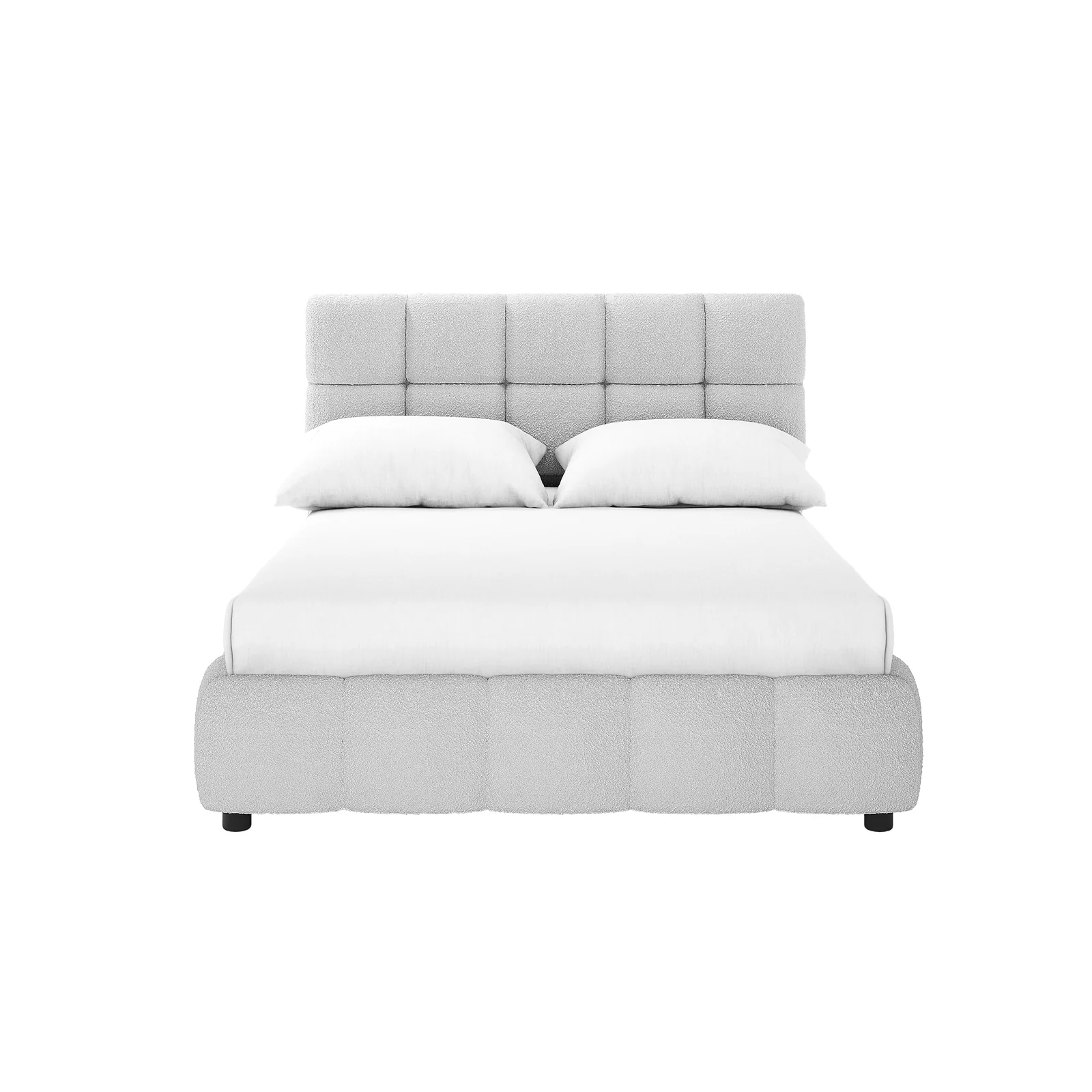 Nikias Double Boucle Fabric Bed Frame in Light Grey - Image 4