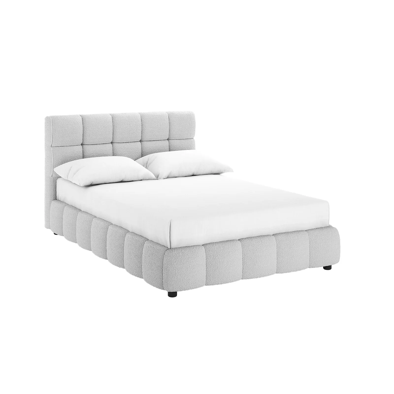Nikias Double Boucle Fabric Bed Frame in Light Grey - Image 5
