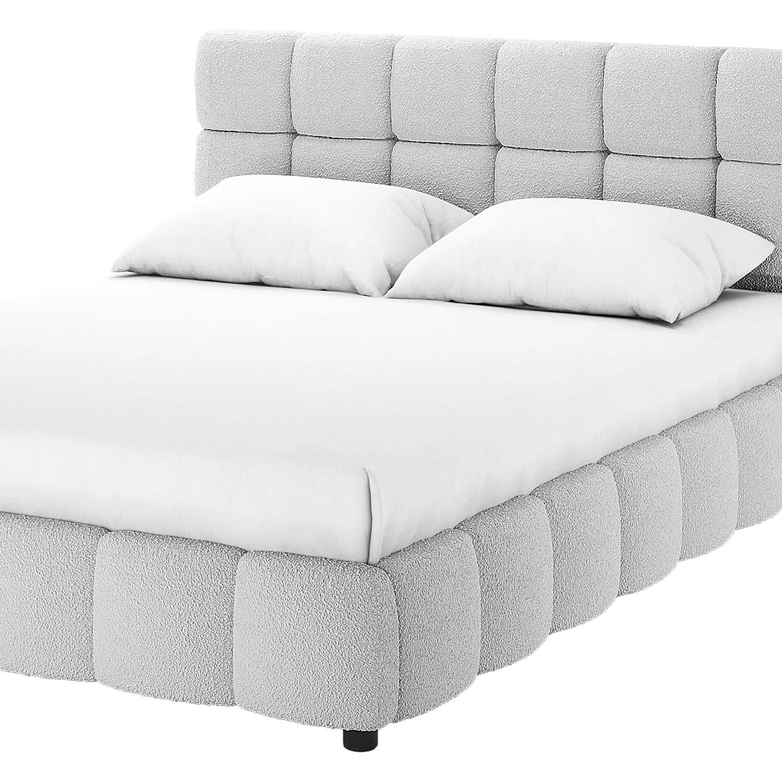 Nikias Double Boucle Fabric Bed Frame in Light Grey - Image 7