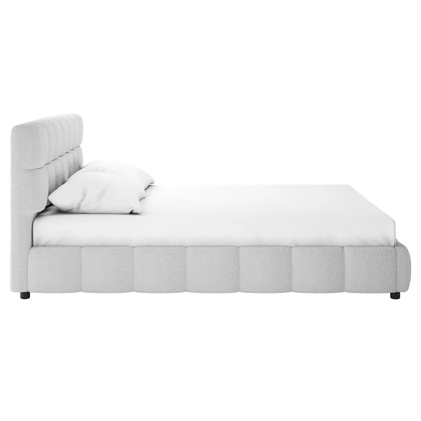 Nikias King Boucle Fabric Bed Frame in Light Grey - Image 6