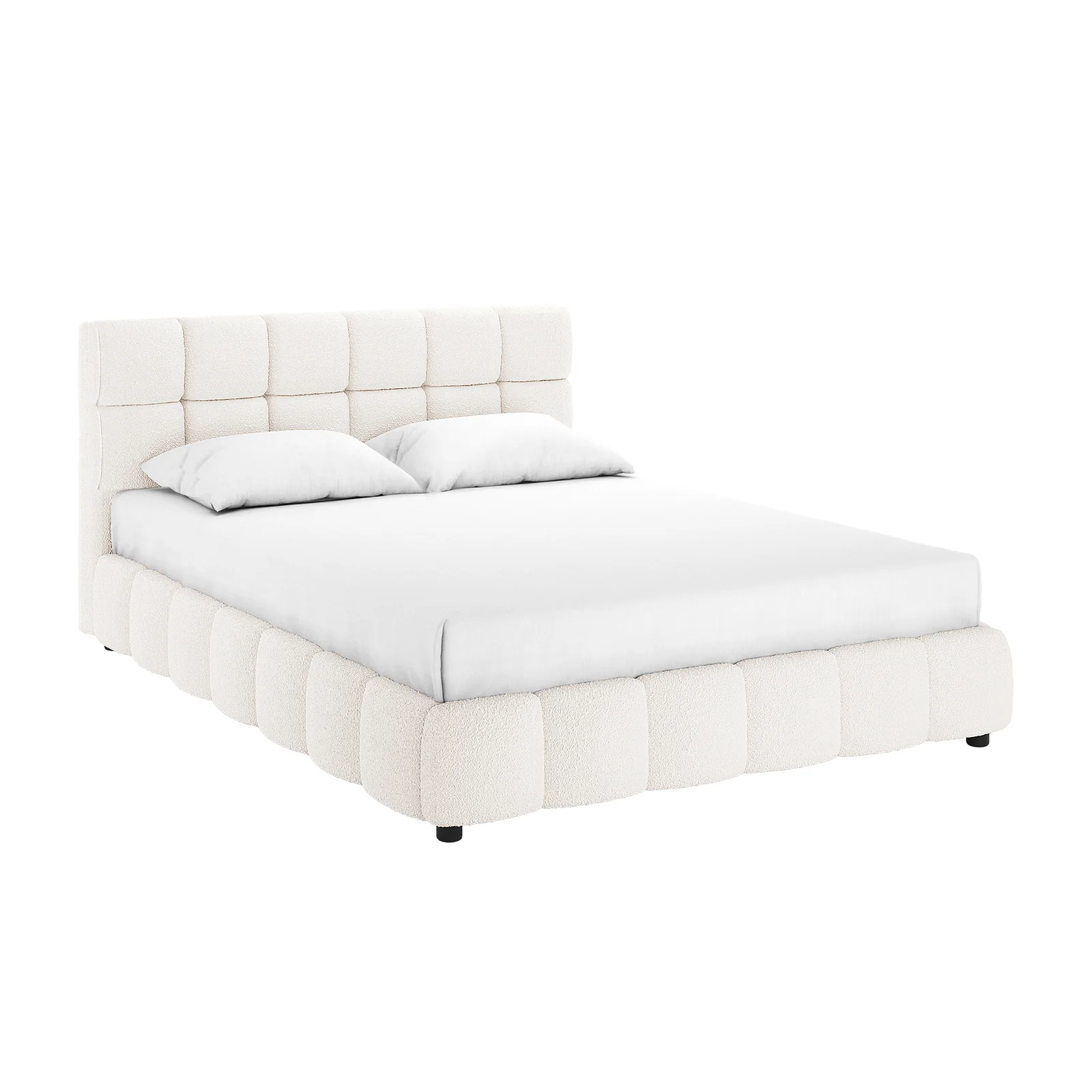 Nikias Queen Boucle Fabric Bed Frame in Cream White - Image 5