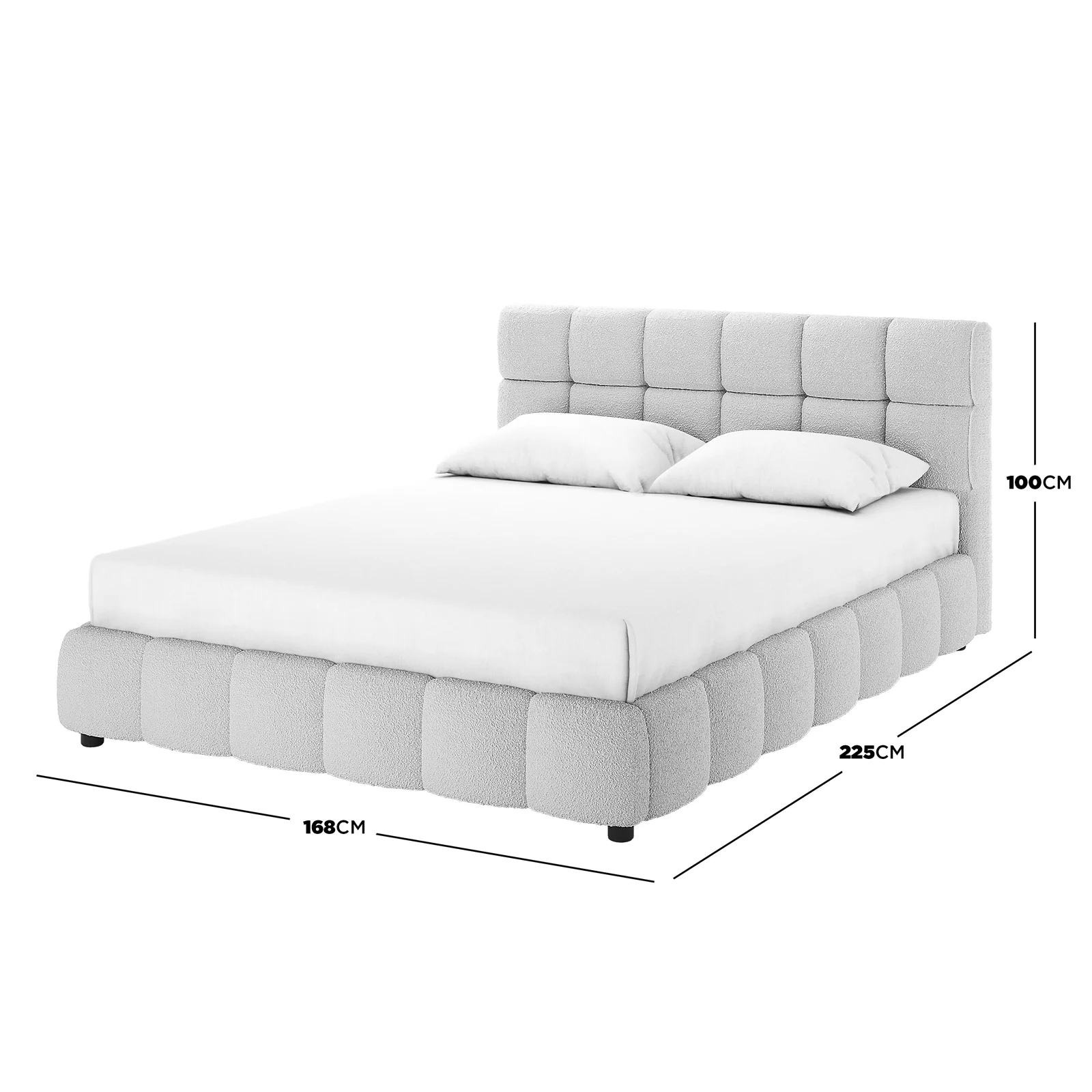 Nikias Queen Boucle Fabric Bed Frame in Light Grey - Image 3