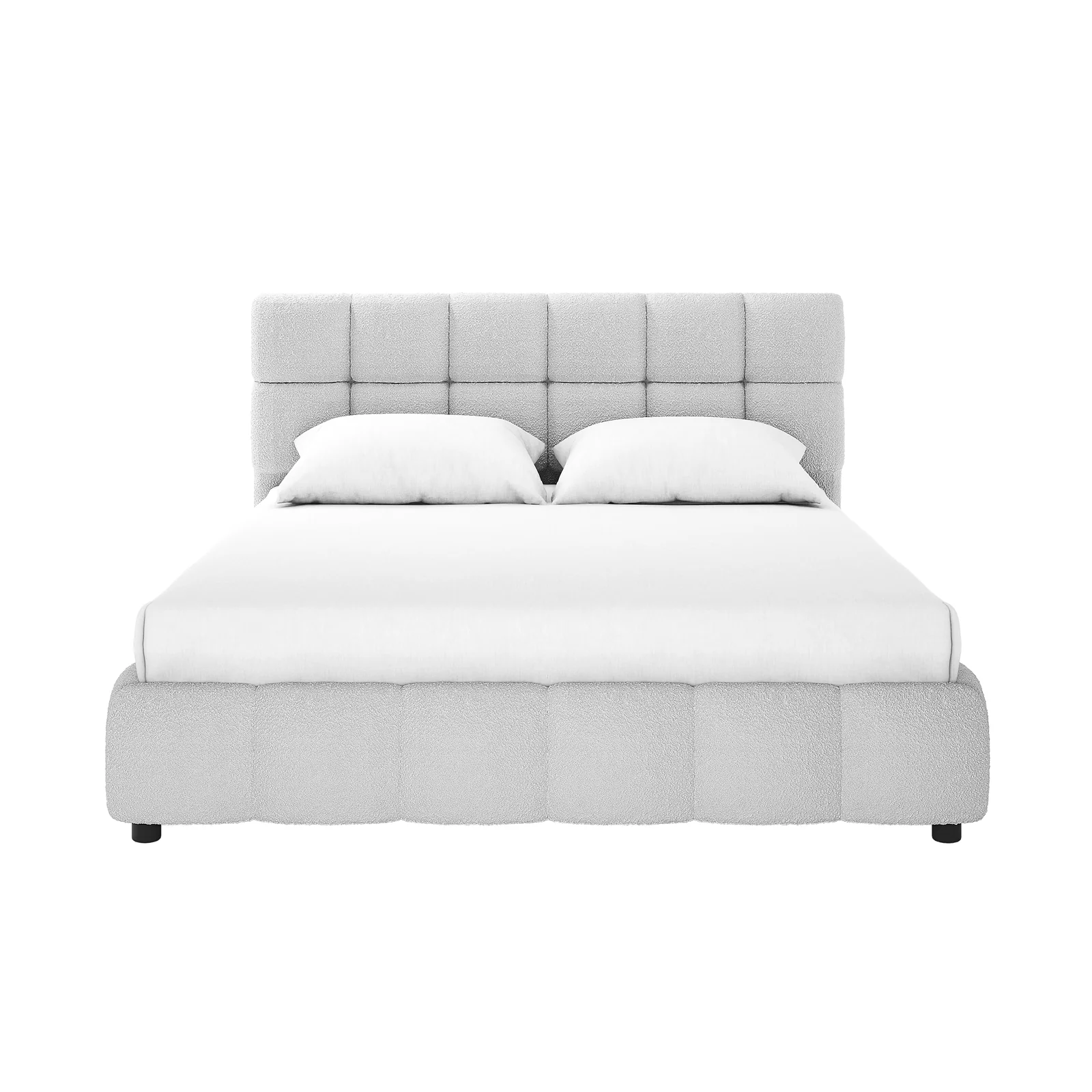 Nikias Queen Boucle Fabric Bed Frame in Light Grey - Image 4