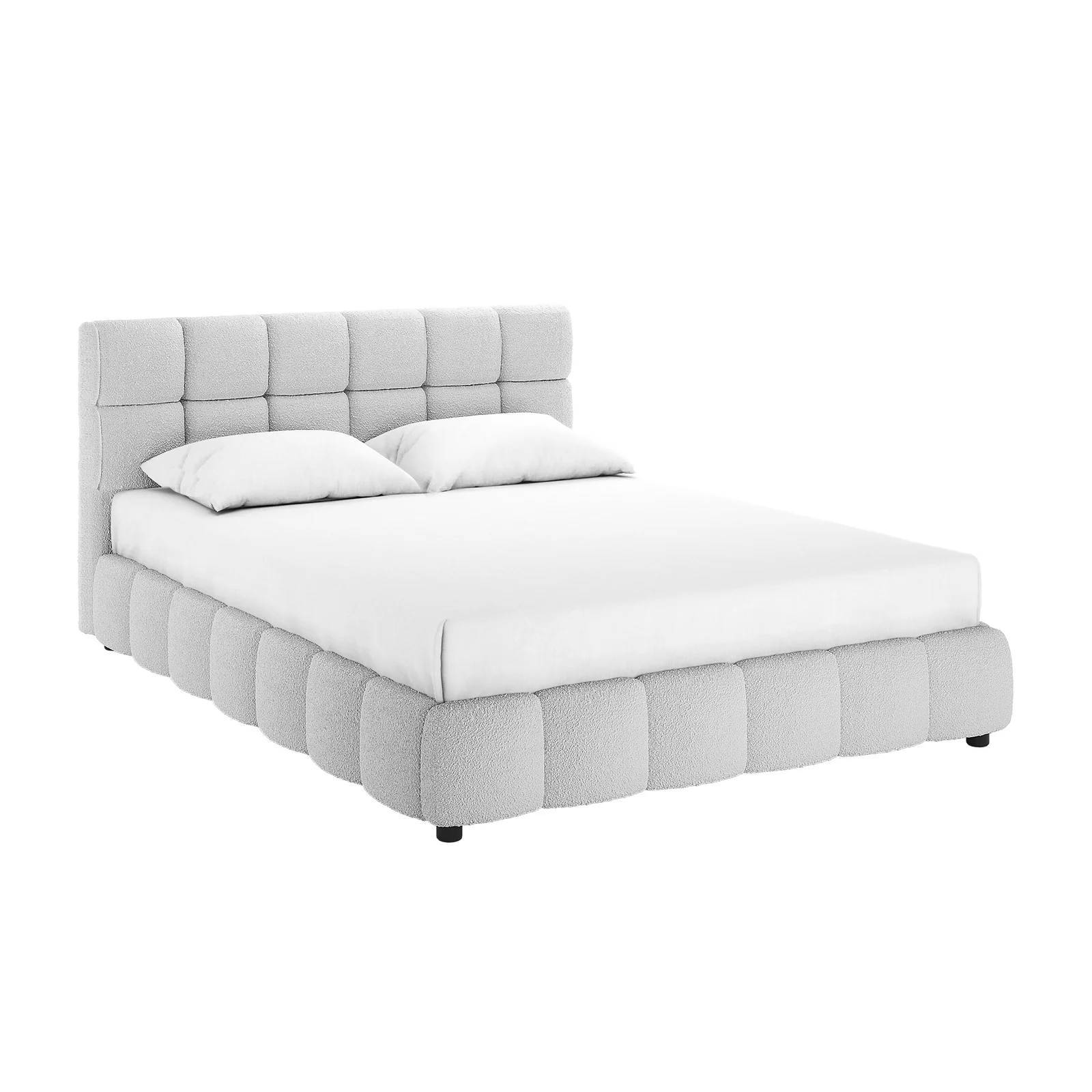 Nikias Queen Boucle Fabric Bed Frame in Light Grey - Image 5