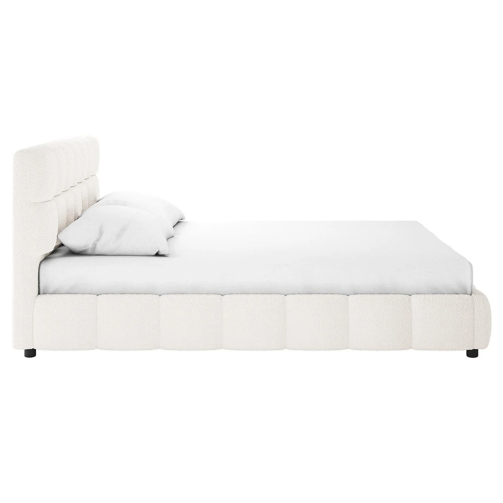 Nikias Super King Boucle Fabric Bed Frame in Cream White - Image 8
