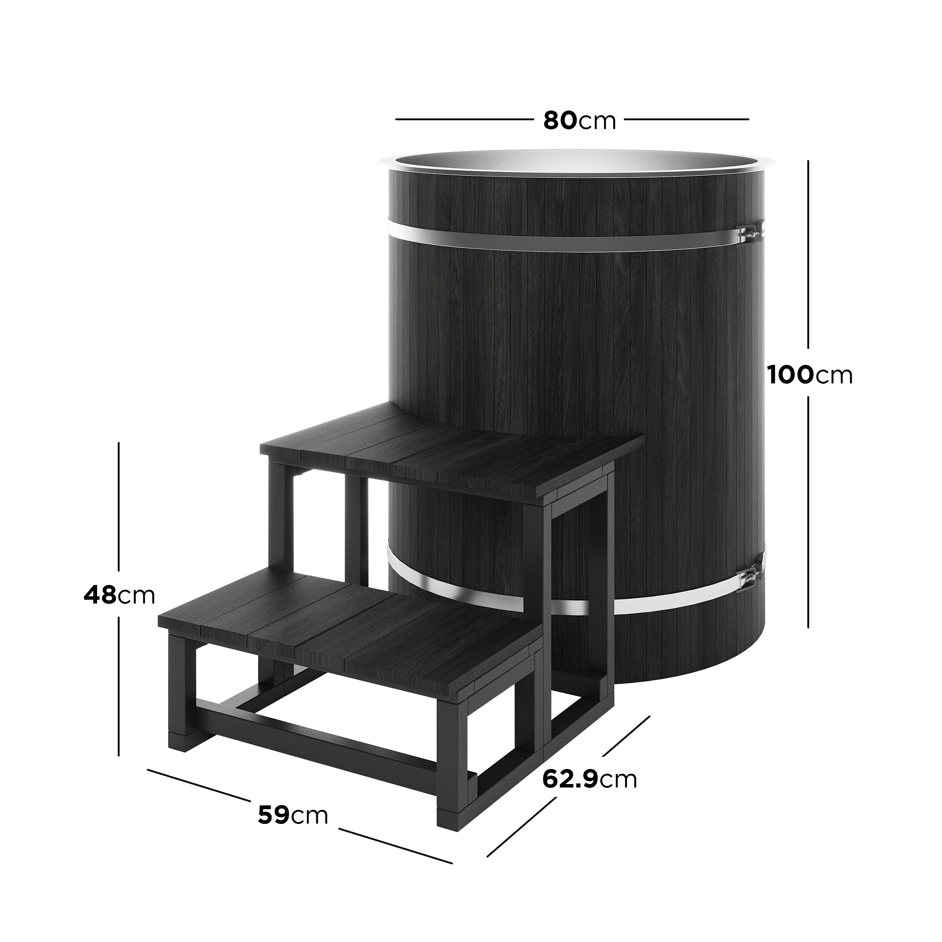 Noni 1-Person Outdoor Ice Bath with 1HP Chiller in Black - Image 6