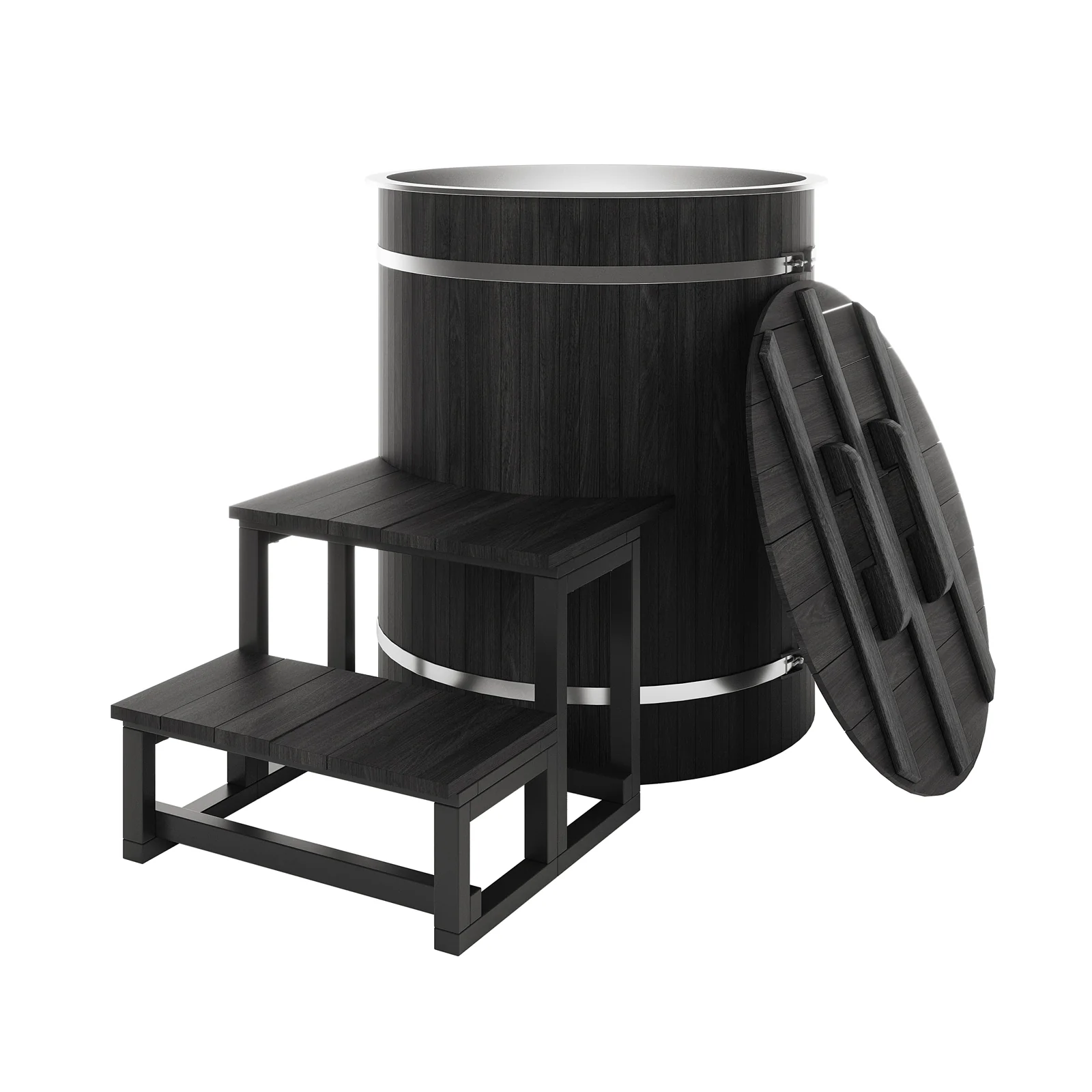 Noni 1-Person Outdoor Ice Bath with 1HP Chiller in Black - Image 7