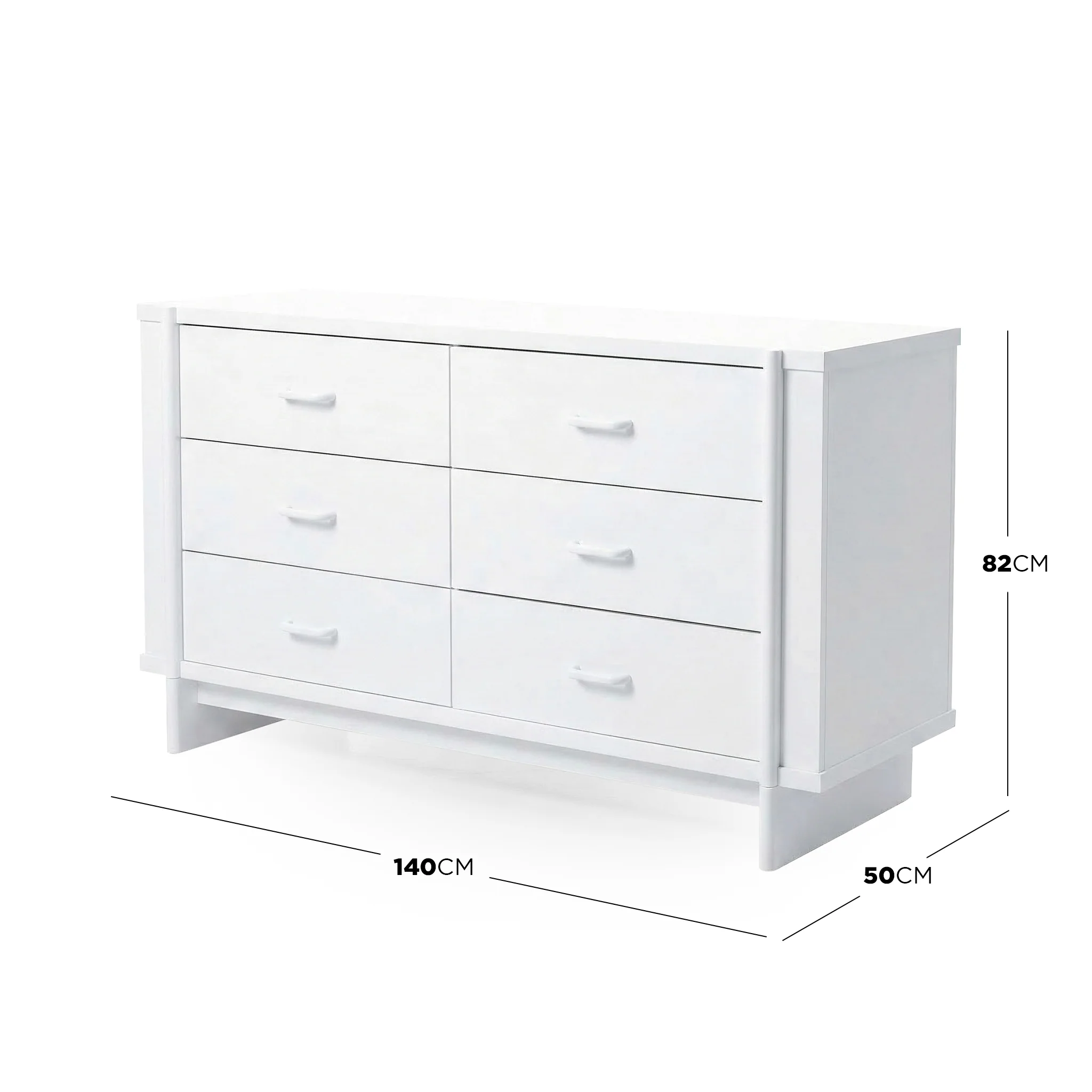 Nooki 6 Drawer Lowboy Dresser in White - Image 3