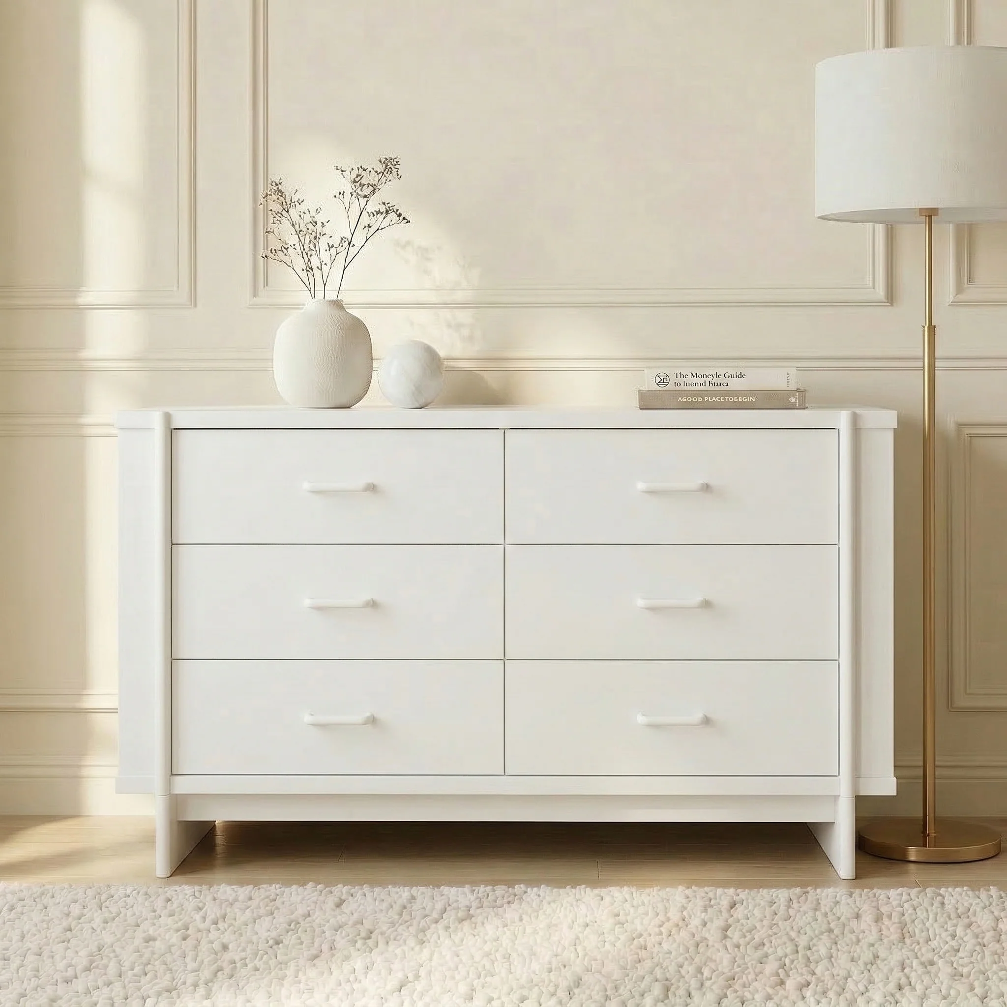 Nooki 6 Drawer Lowboy Dresser in White - Image 4