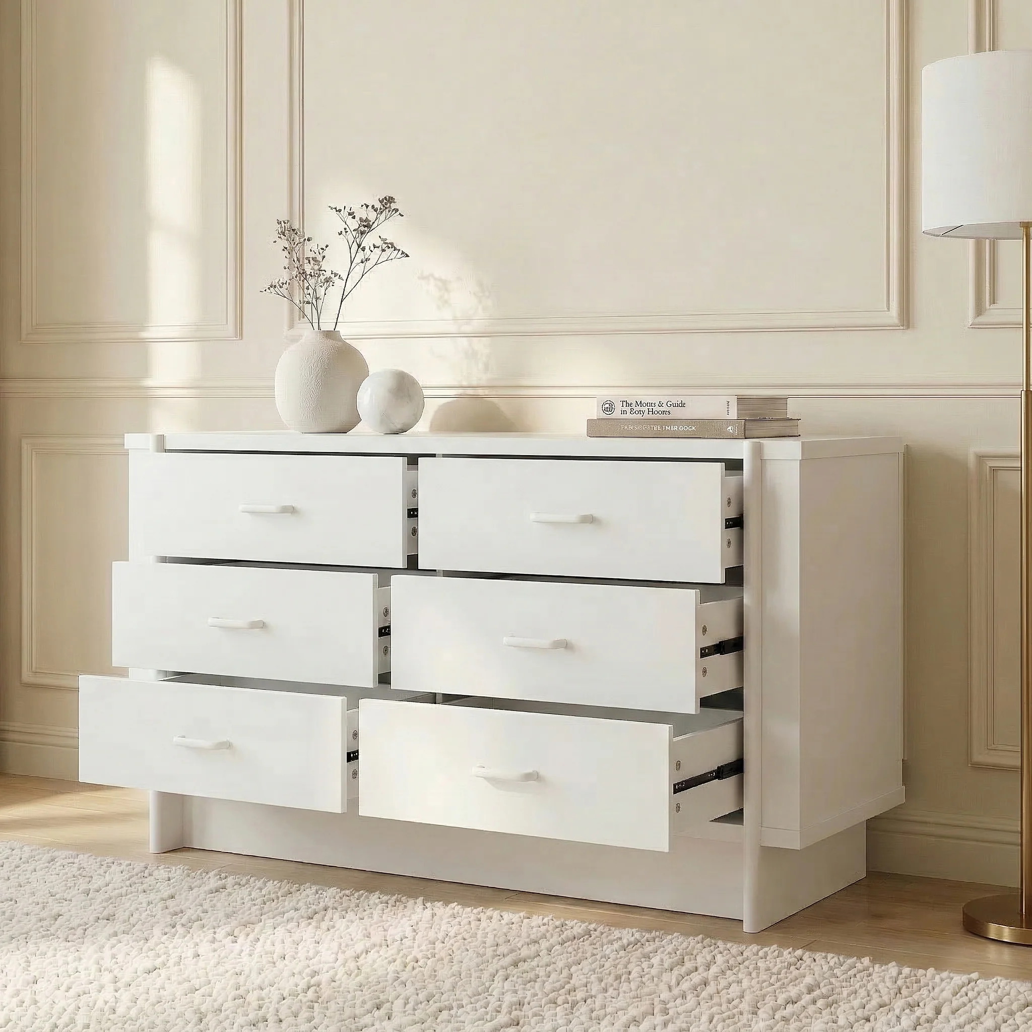 Nooki 6 Drawer Lowboy Dresser in White - Image 5